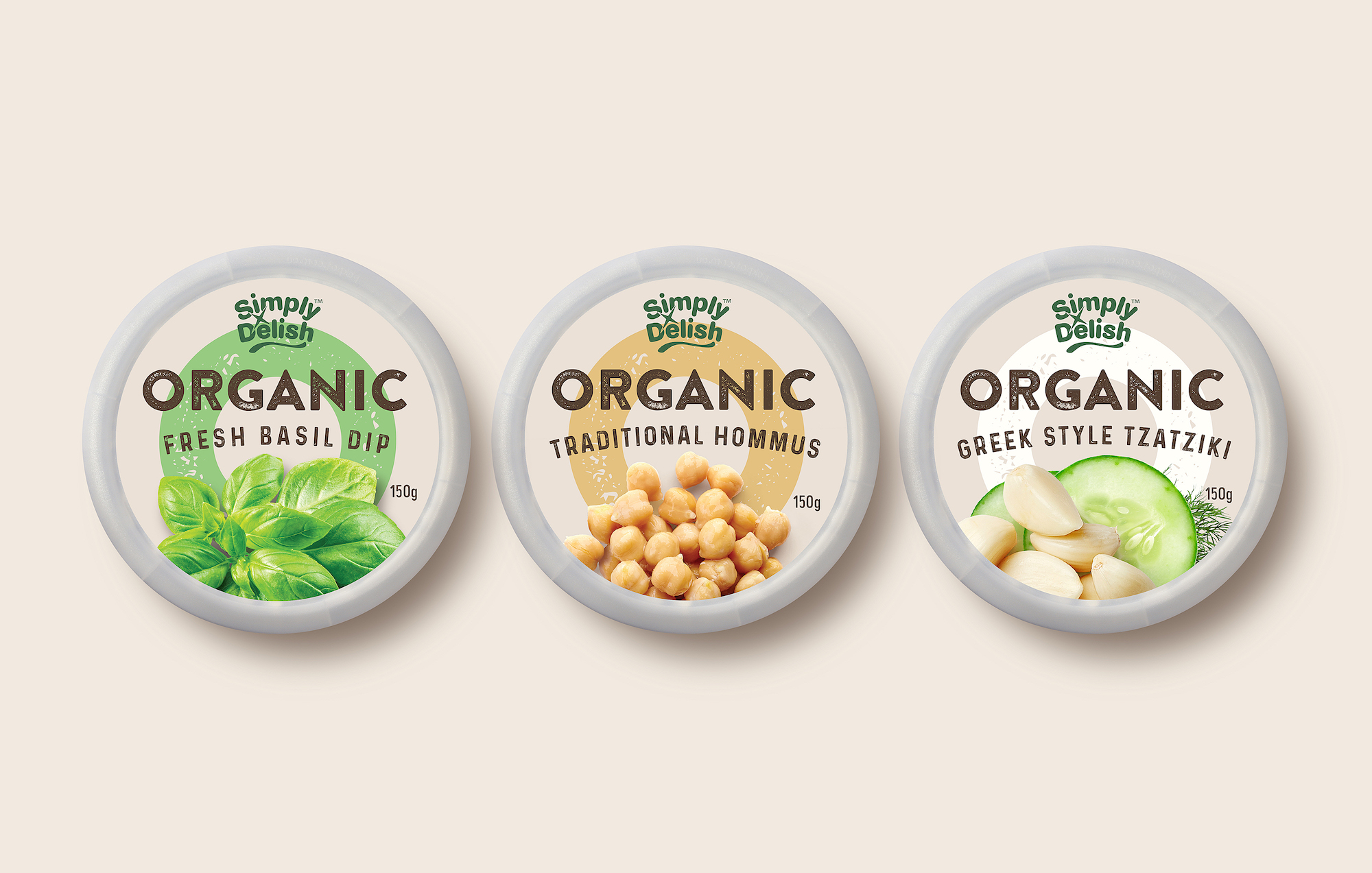 Asprey Creative Create Distinctive Simply Delish Organic Dips Packaging Design