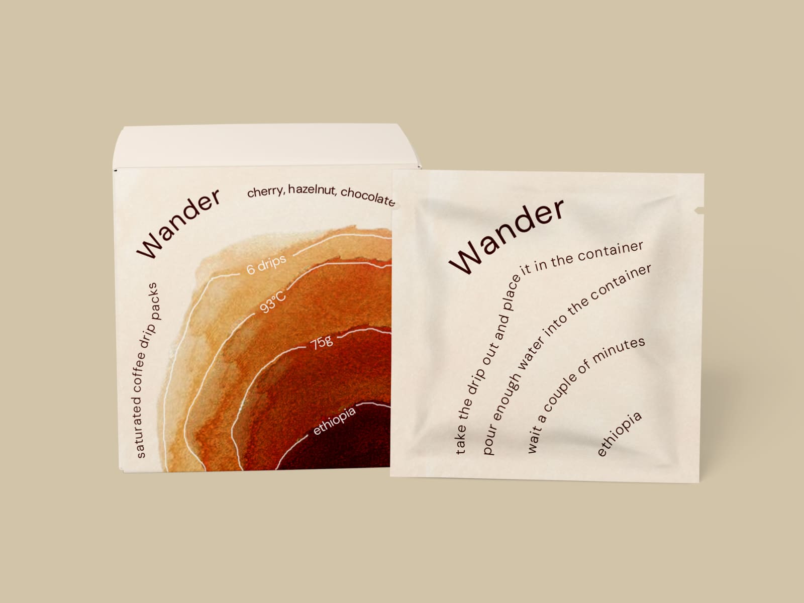 Wander Packaging Design for Coffee Drips by Maria Kozlova