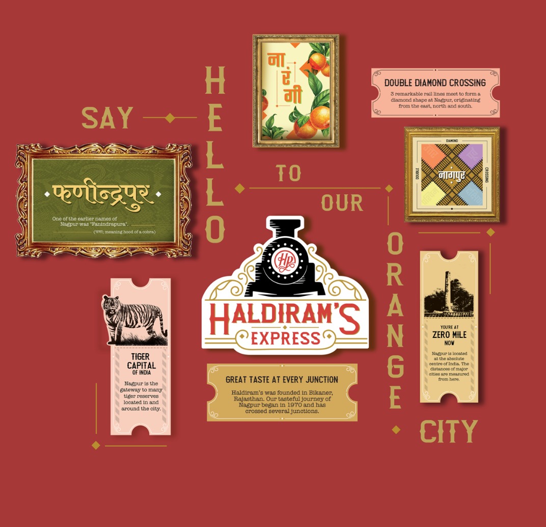 Visual Brand Experience Design for Haldiram’s Flagship Railway Bogie themed Restuarant in Nagpur, India