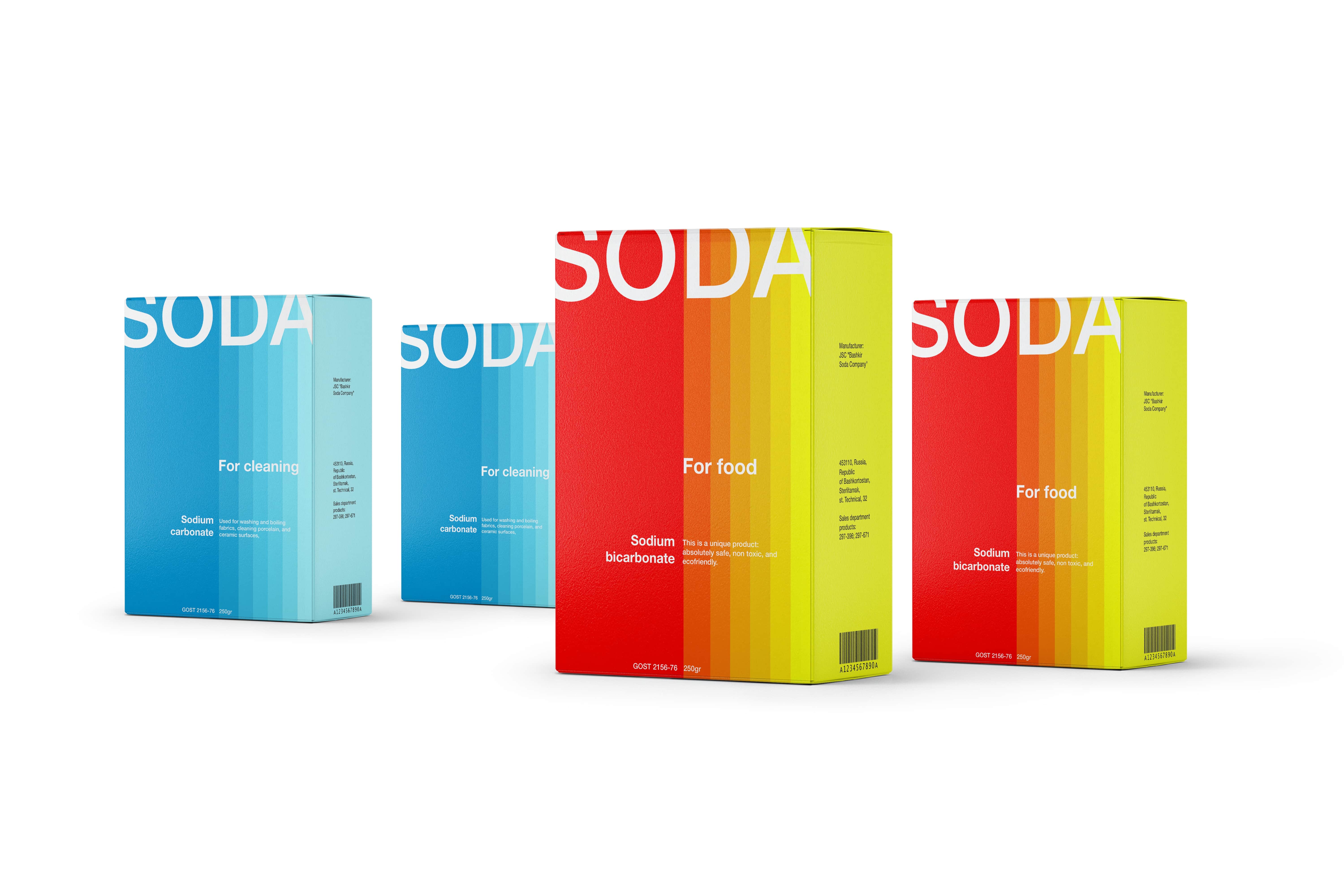 Concept Swiss Style Packaging Design for Traditional SODA (sodium) Boxes by Student Edgar Muradovi