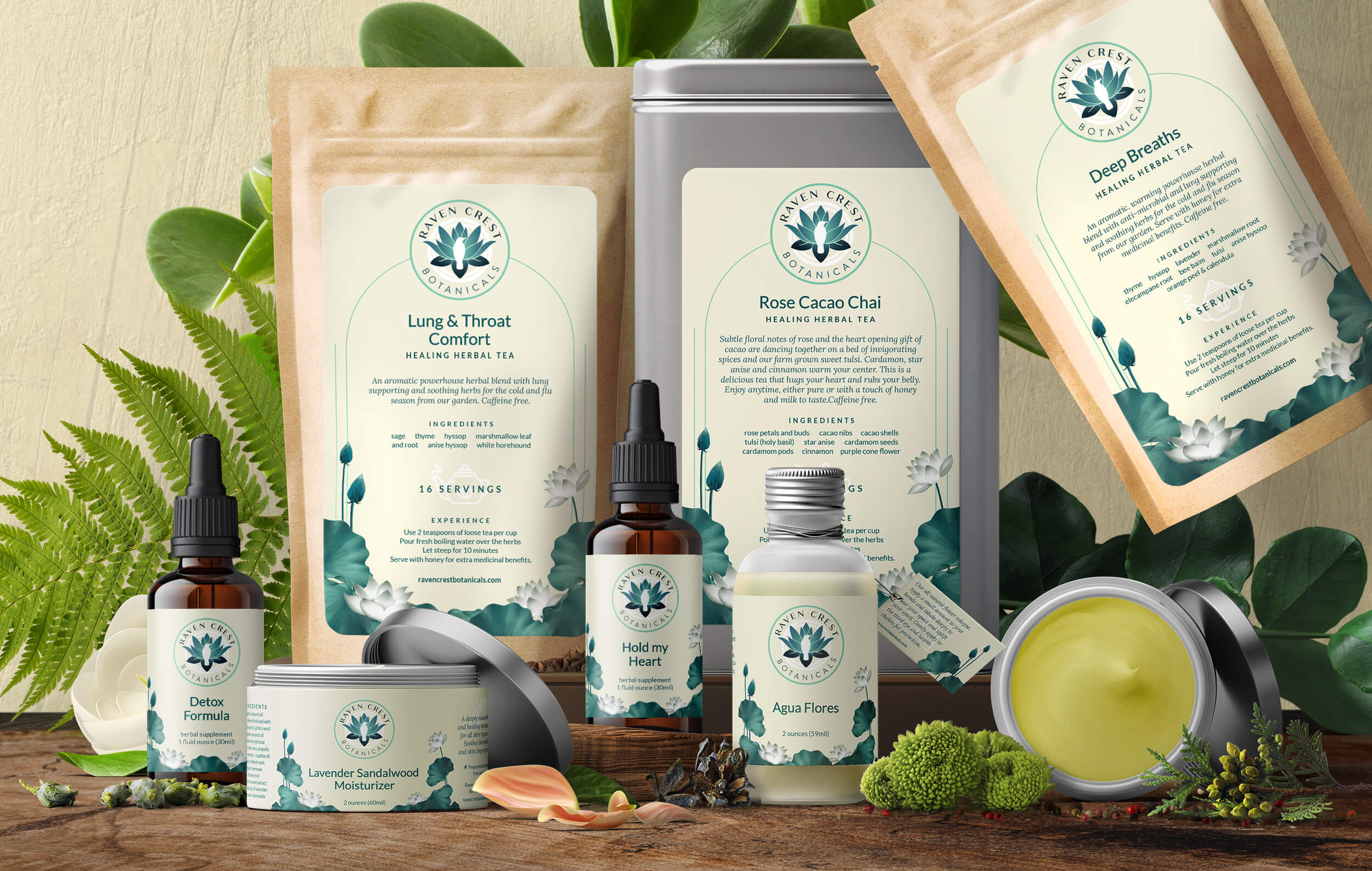 Transforming Organic Wellness Brand Raven Crest Botanicals Visual Identity and Packaging Design by Artisticodopeo Designz