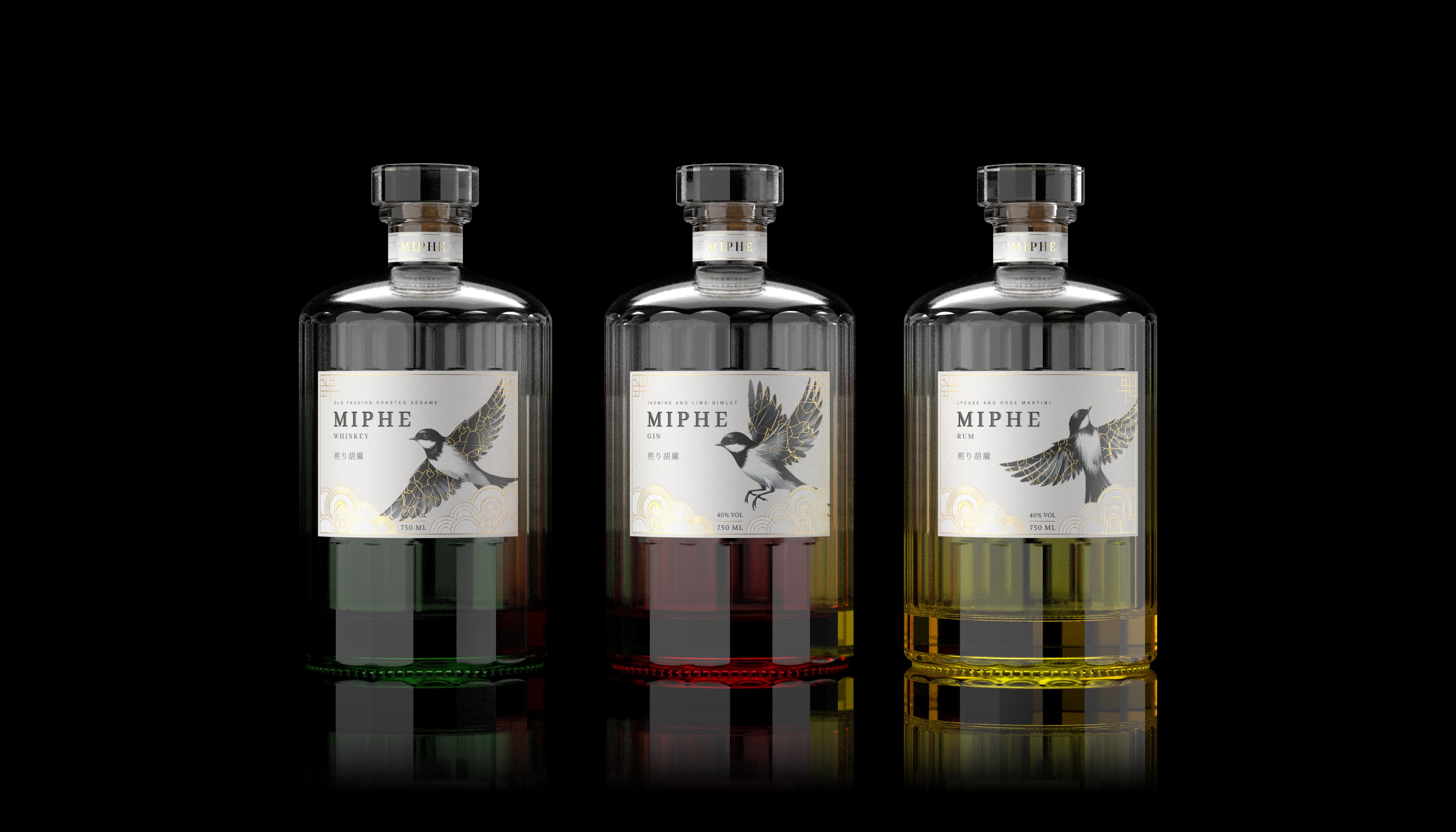 Hunap Studio Incorporates Wabi-Sabi and Kintsugi Art in Miphe Spirits Label Design