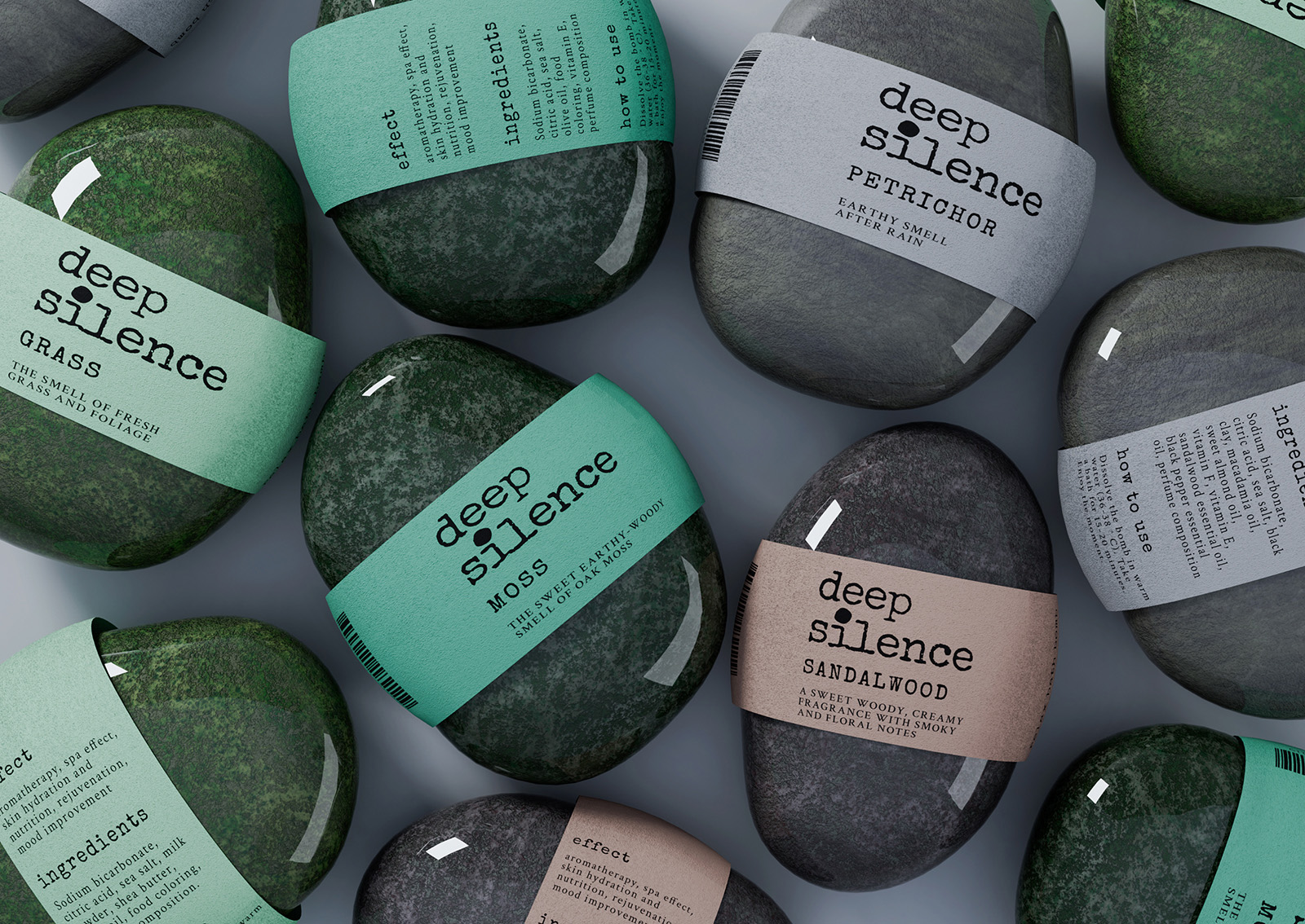 Branding and Packaging Design for Deep Silence Bath Bombs by Student Sofya Grazhevich