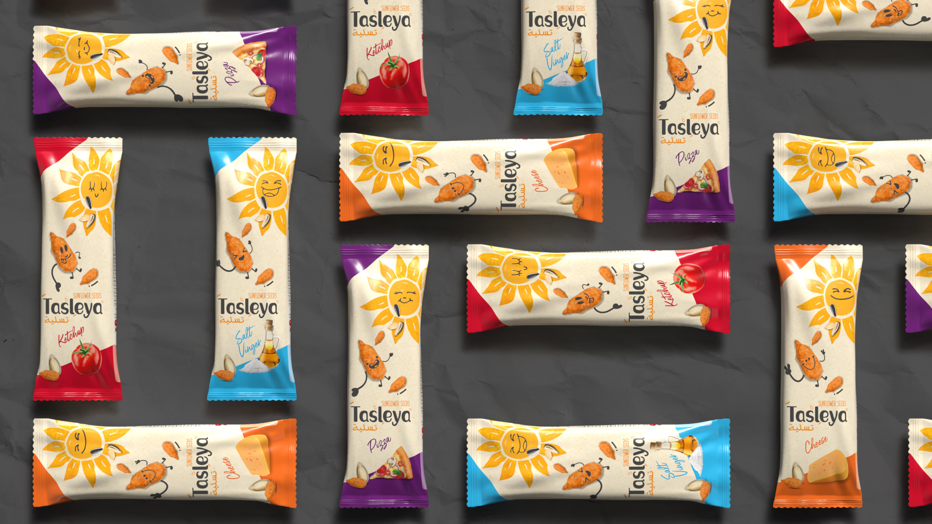 Tasleya Coated Sunflower Seeds Branding and Packaging Design