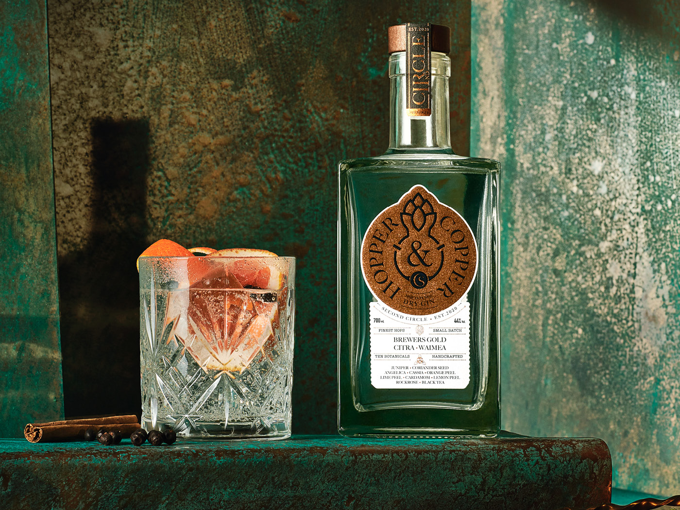 Hopper & Copper Dry Gin Eco-Friendly Label Design Embracing Craft and Botanicals by Pedro Lima