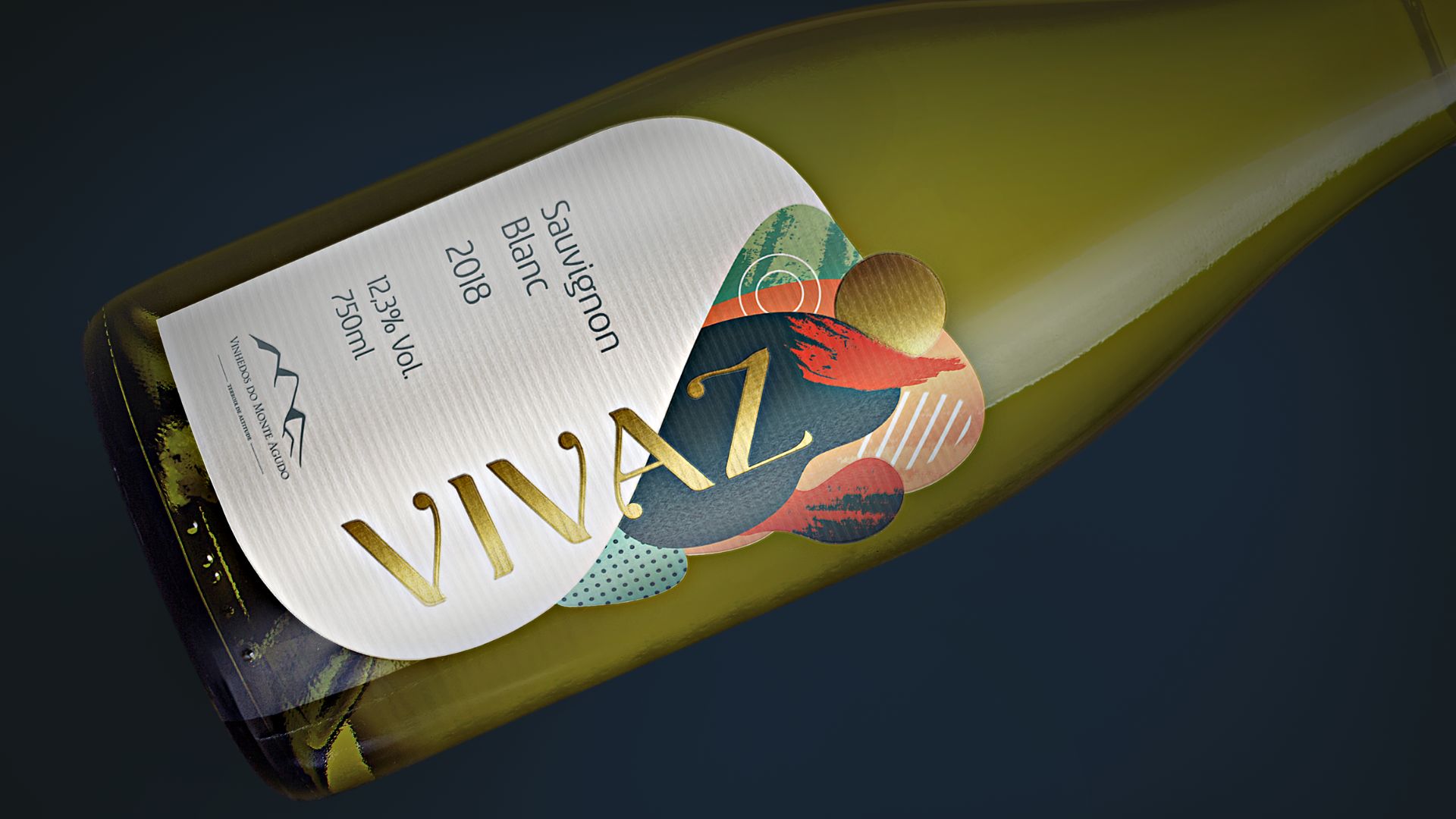 Vivaz, White Wine Label Design for Vinhedos do Monte Agudo Winery by O3 Design