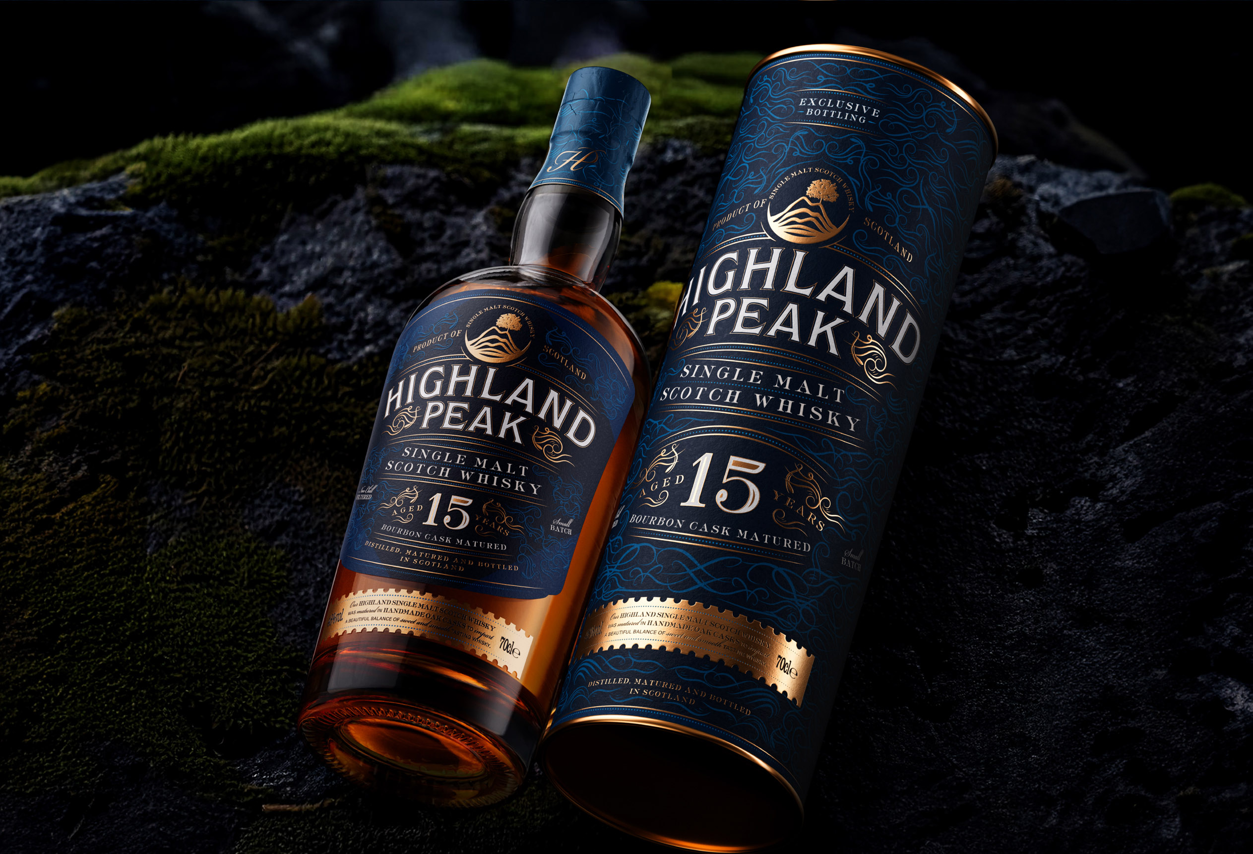 Brand Identity and Packaging Design for Highland Peak Single Malt Scotch Whisky by Brand Hatch Creative