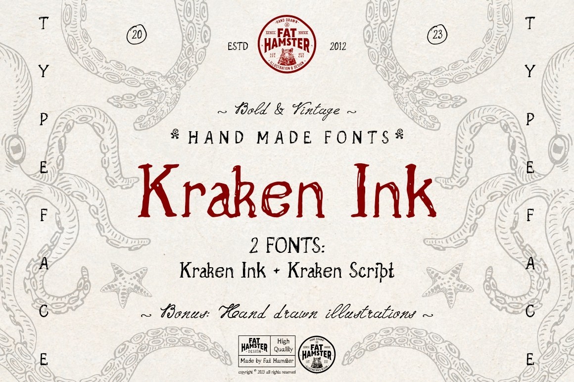 Kraken Ink Hand-Crafted Font Inspired by the Sea