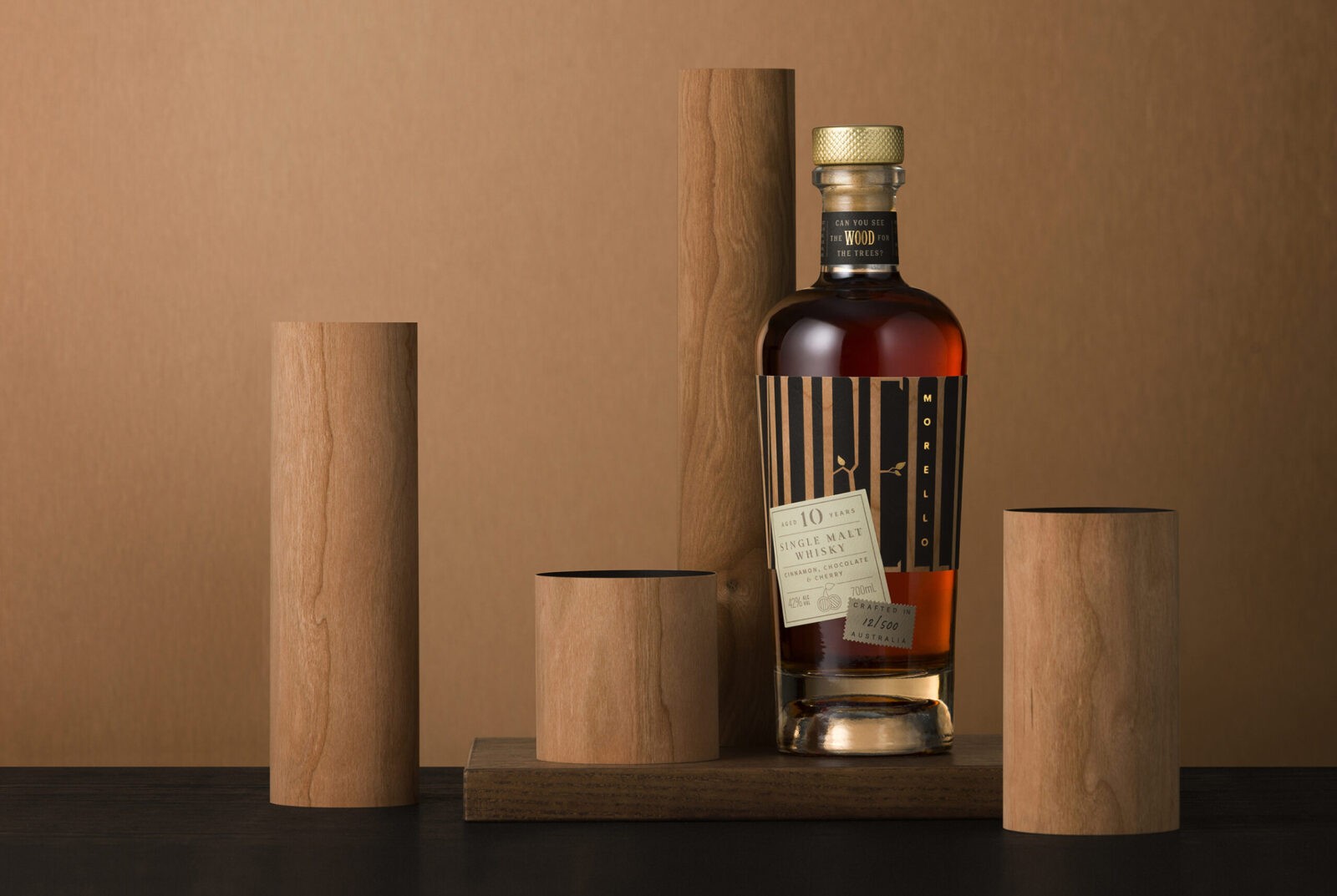 Studio Guild’s Cherry Wood Veneer Label Redefines Whisky Packaging for Morello Whisky