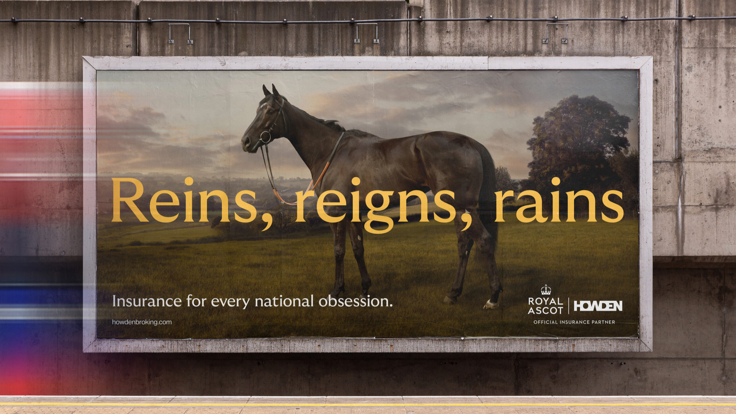 Howden’s In-House Design Team Reimagines Insurance Advertising for Royal Ascot with Reins Reigns Rains