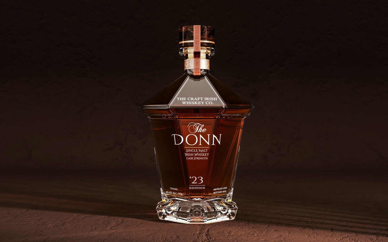 The Donn Whiskey Bottle Design by The Craft Irish Whiskey Co. In-House Design Team Blends Irish Myth and Modern Design”