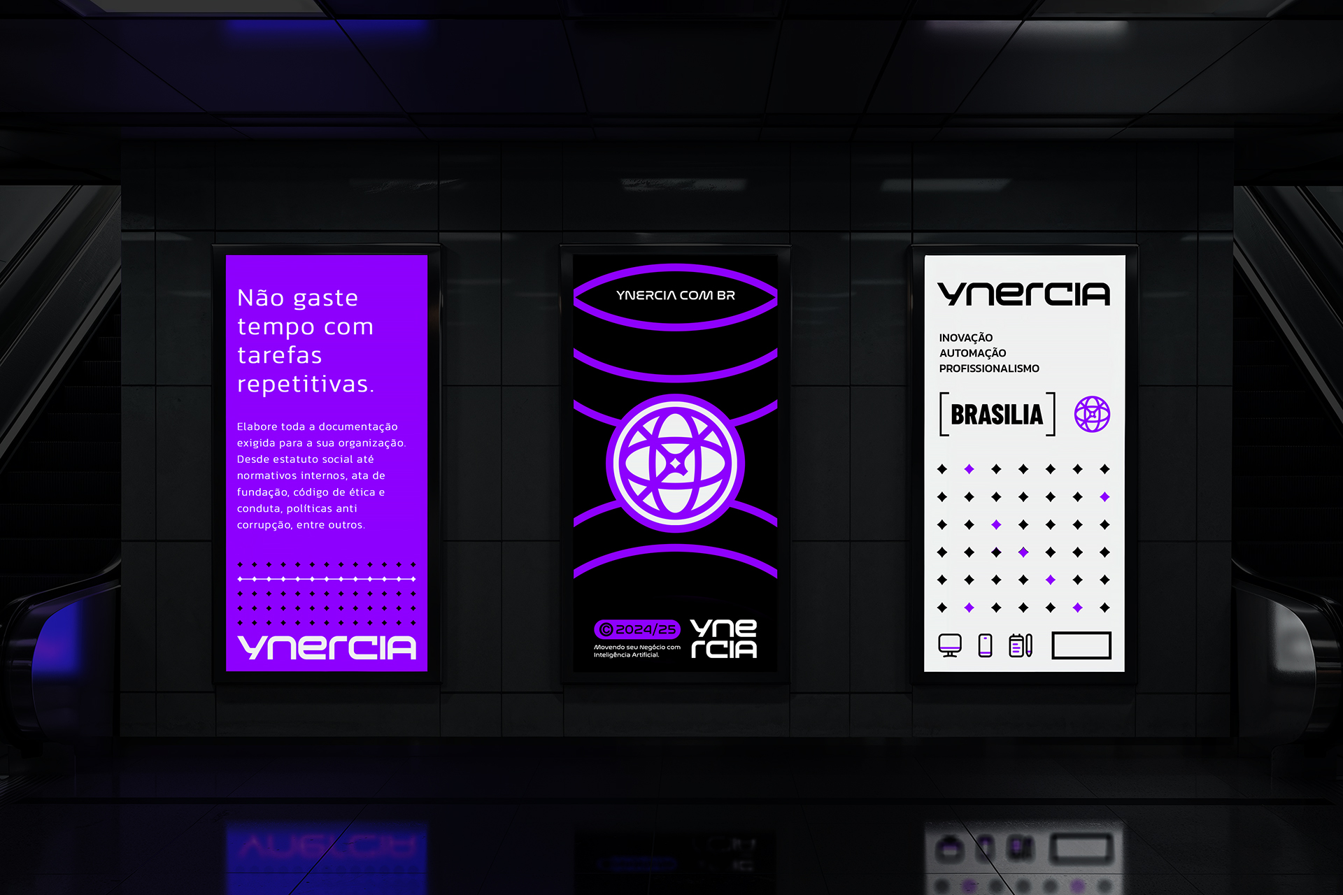 Dynamic Visual Identity and Brand Design for Ynercia AI by 268 Estúdio