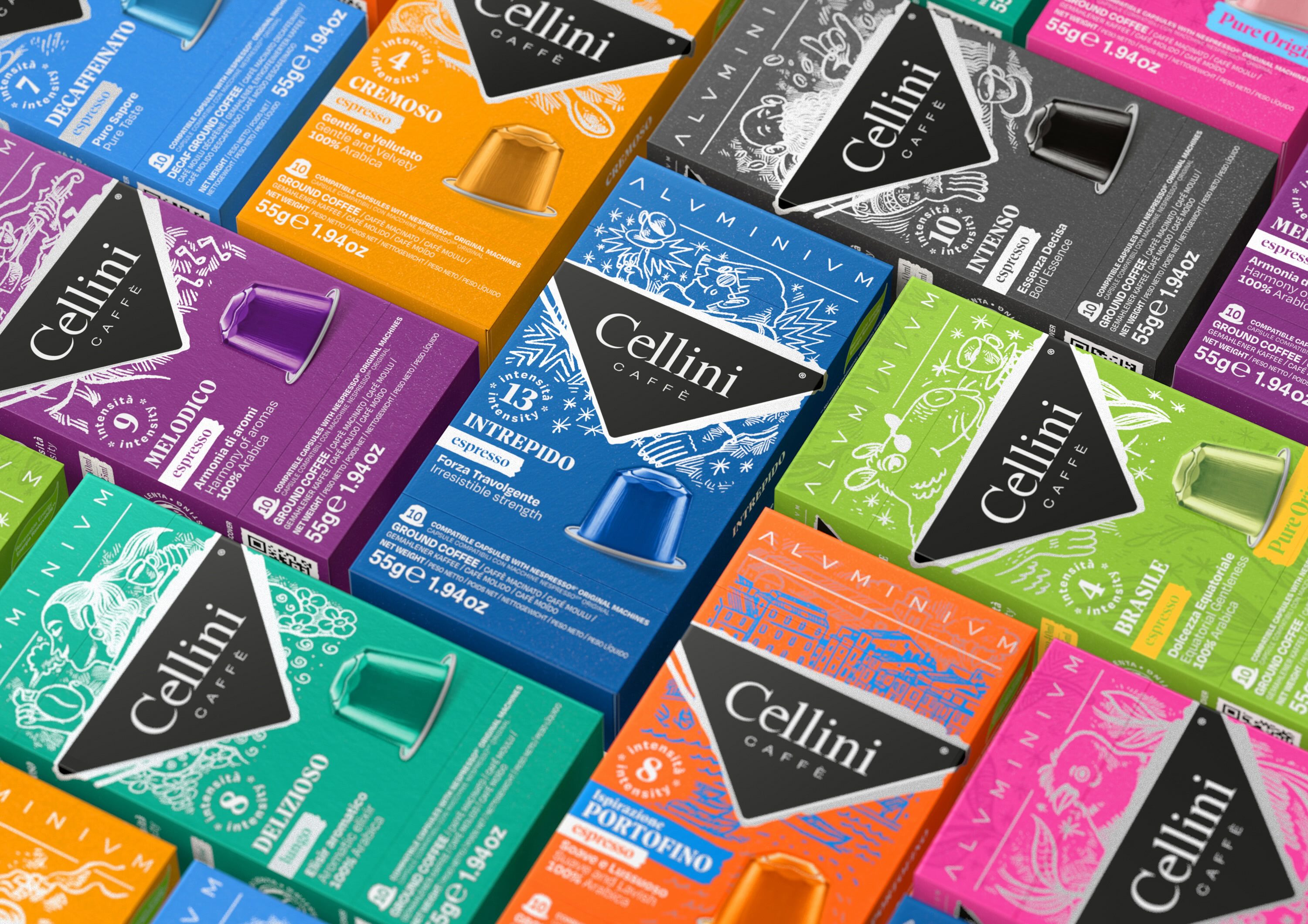 Intricate Illustrations and Bold Colors Elevate Arc’s Packaging for Cellini Coffee