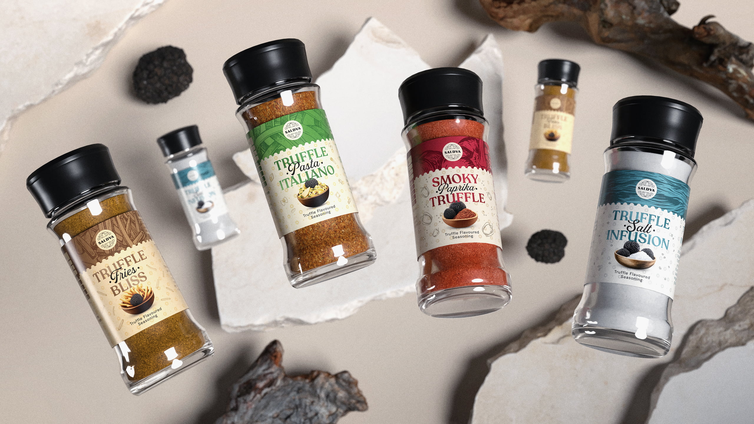 Martynas Vežbickas Creates a Vibrant Identity for Saldva Truffle-Infused Seasoning