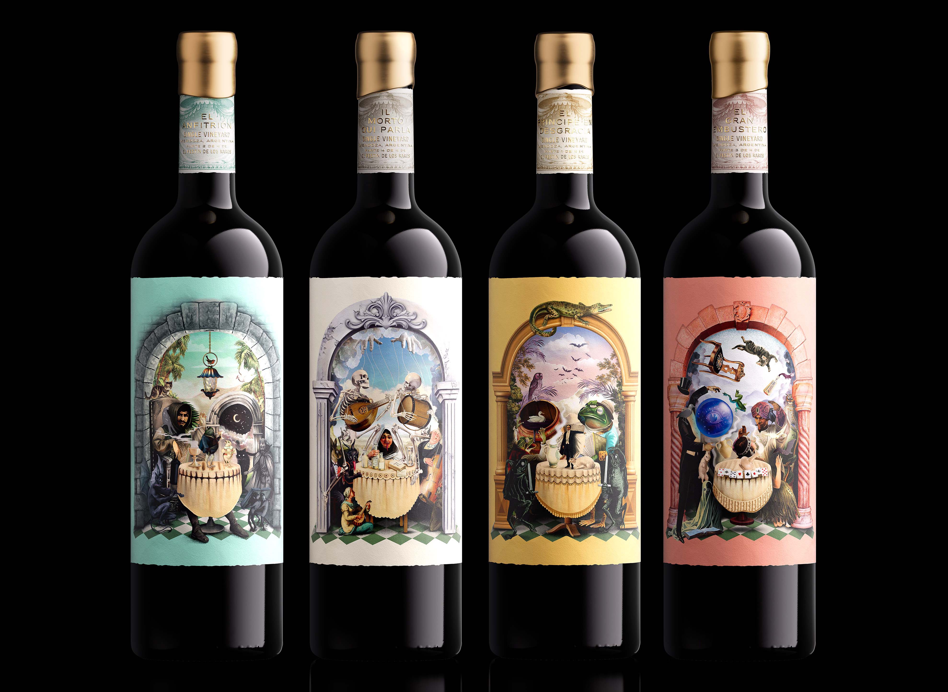 Oveja & Remi Turns Los Invitados al Festín de los Raros into a Visual Journey Through Surreal Wine Label Design