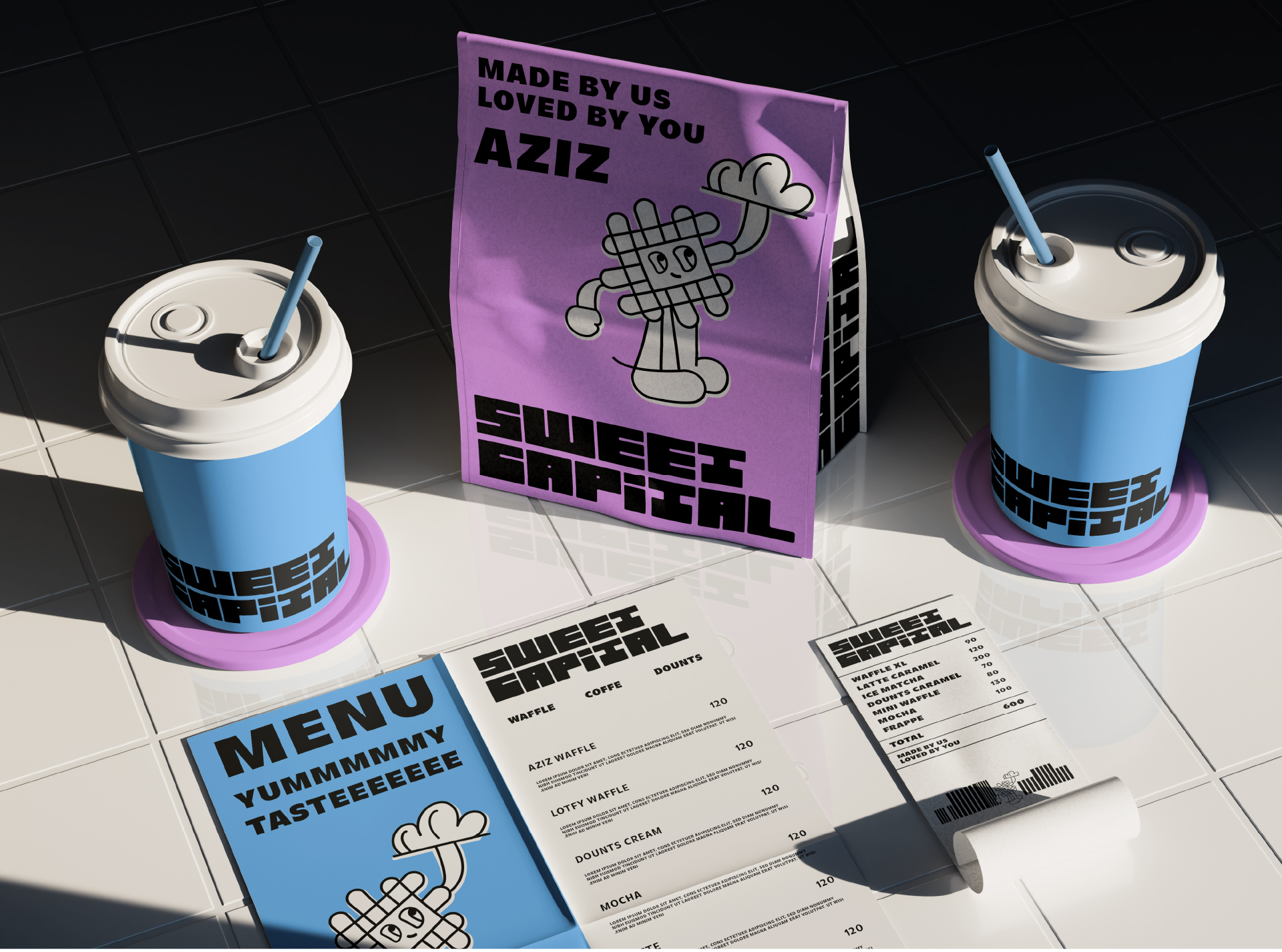 Amrelarbi Reimagines Sweet Capital With a Playful Waffle Mascot and Refined Café Identity