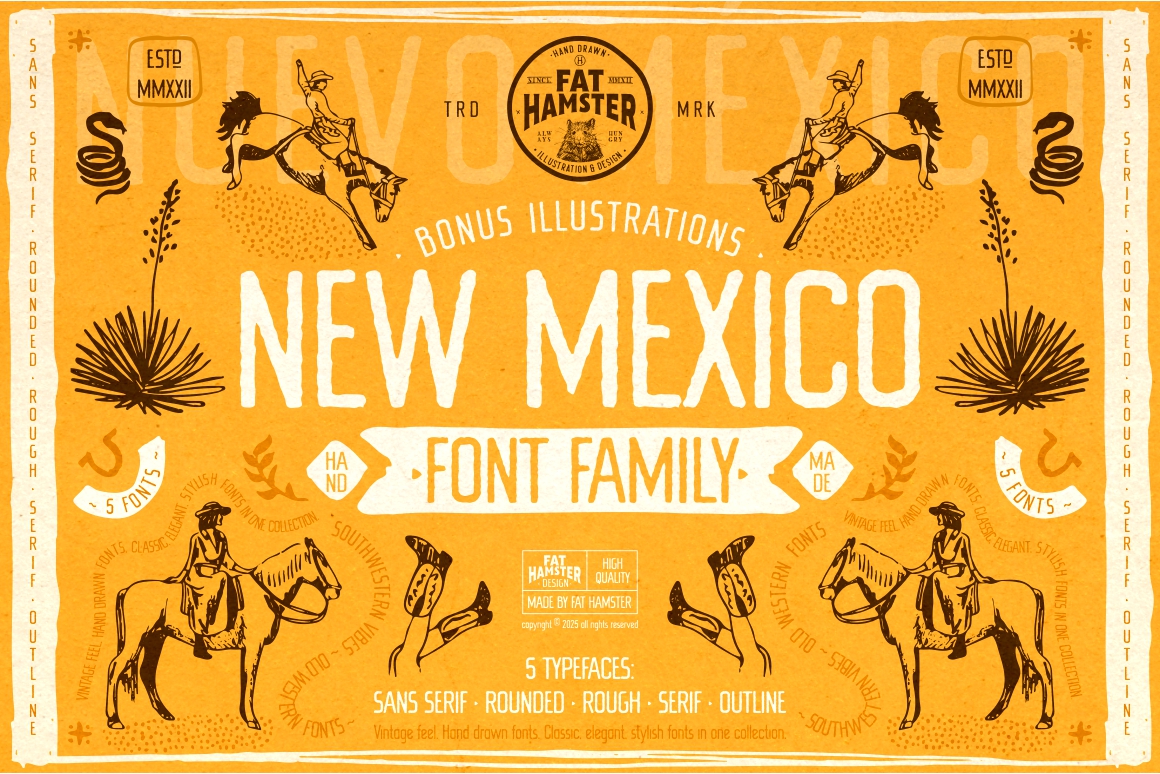 New Mexico Font Family: A Hand-Drawn Southwestern Typeface for Bold, Vintage Design