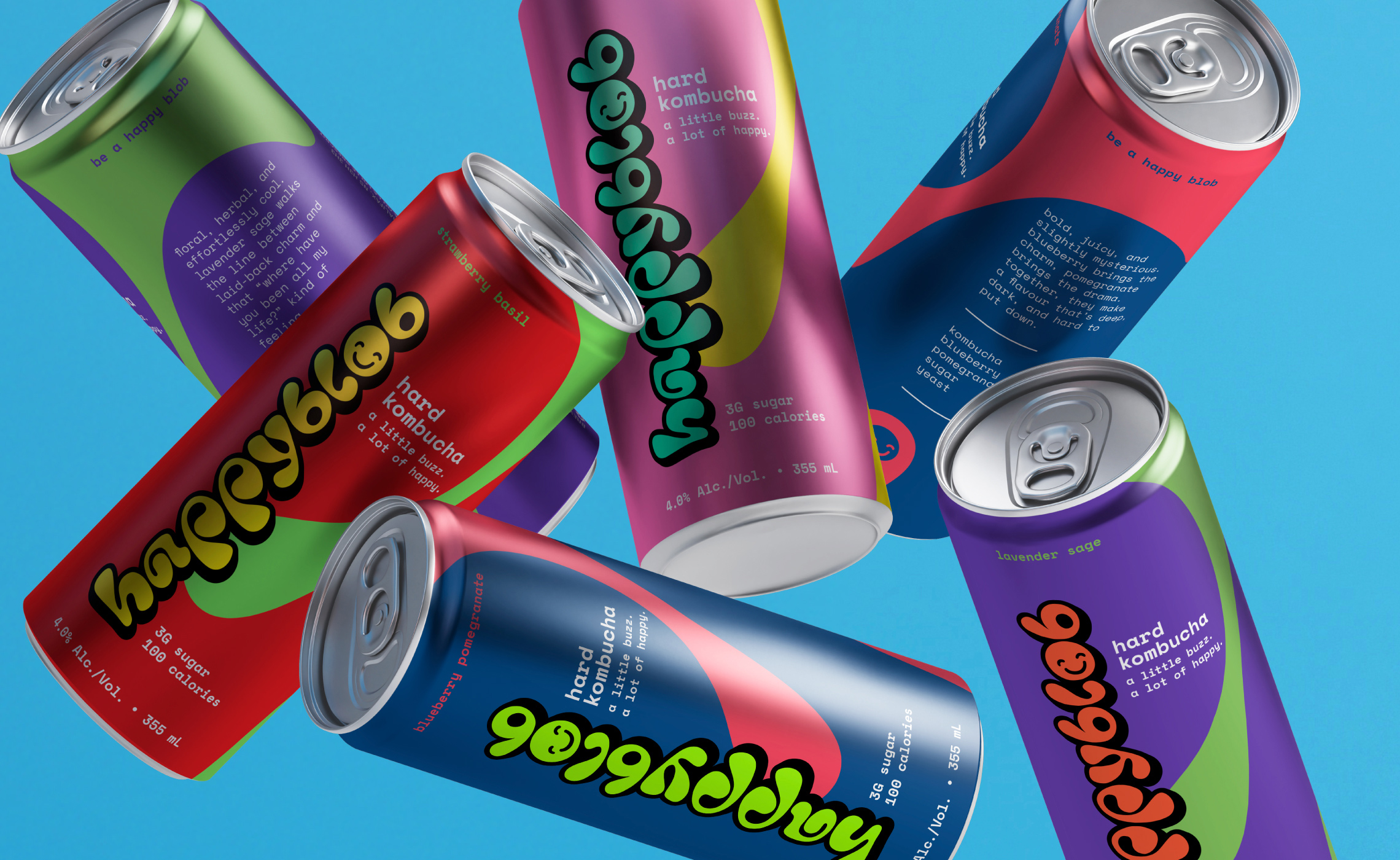 Brett Lair Brews Playful Identity for Happyblob Kombucha