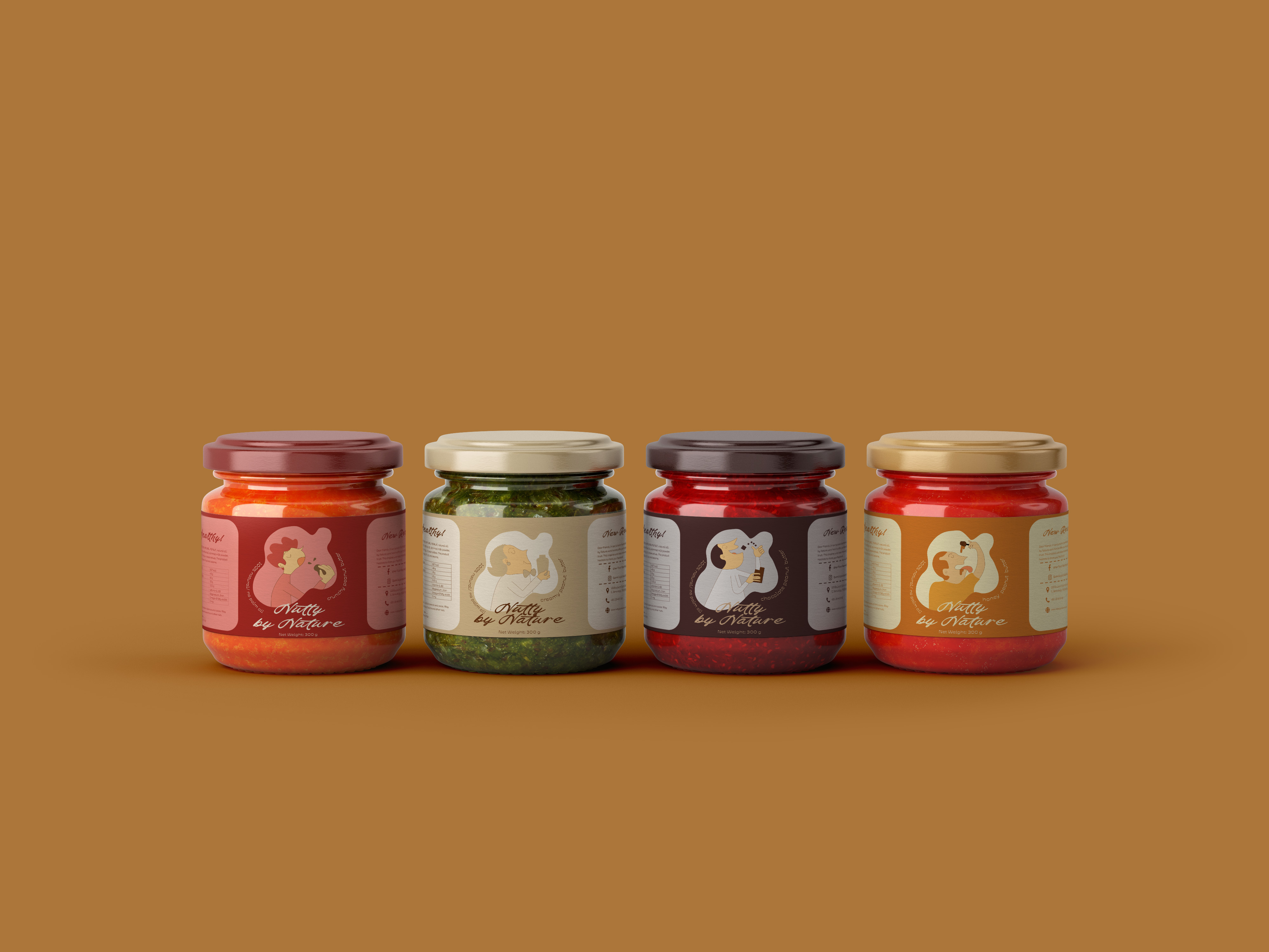 Nutty by Nature – Peanut Butter Packaging and Logo Design by Jamila Ahmadova