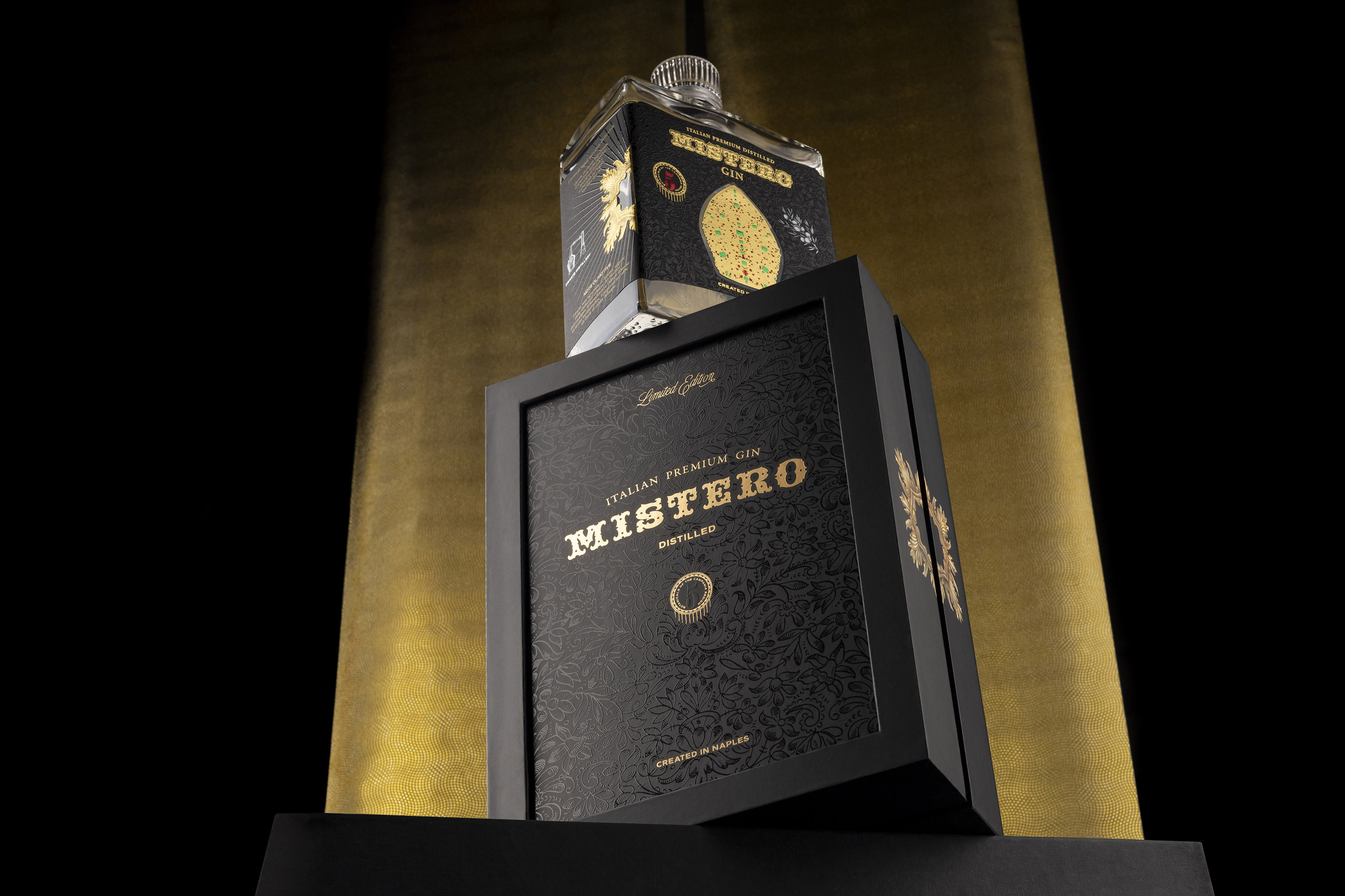 BasileADV Shapes the Mystical Aesthetic of Mistero Gin With Gold Accents, Chiaroscuro and Symbolic Iconography