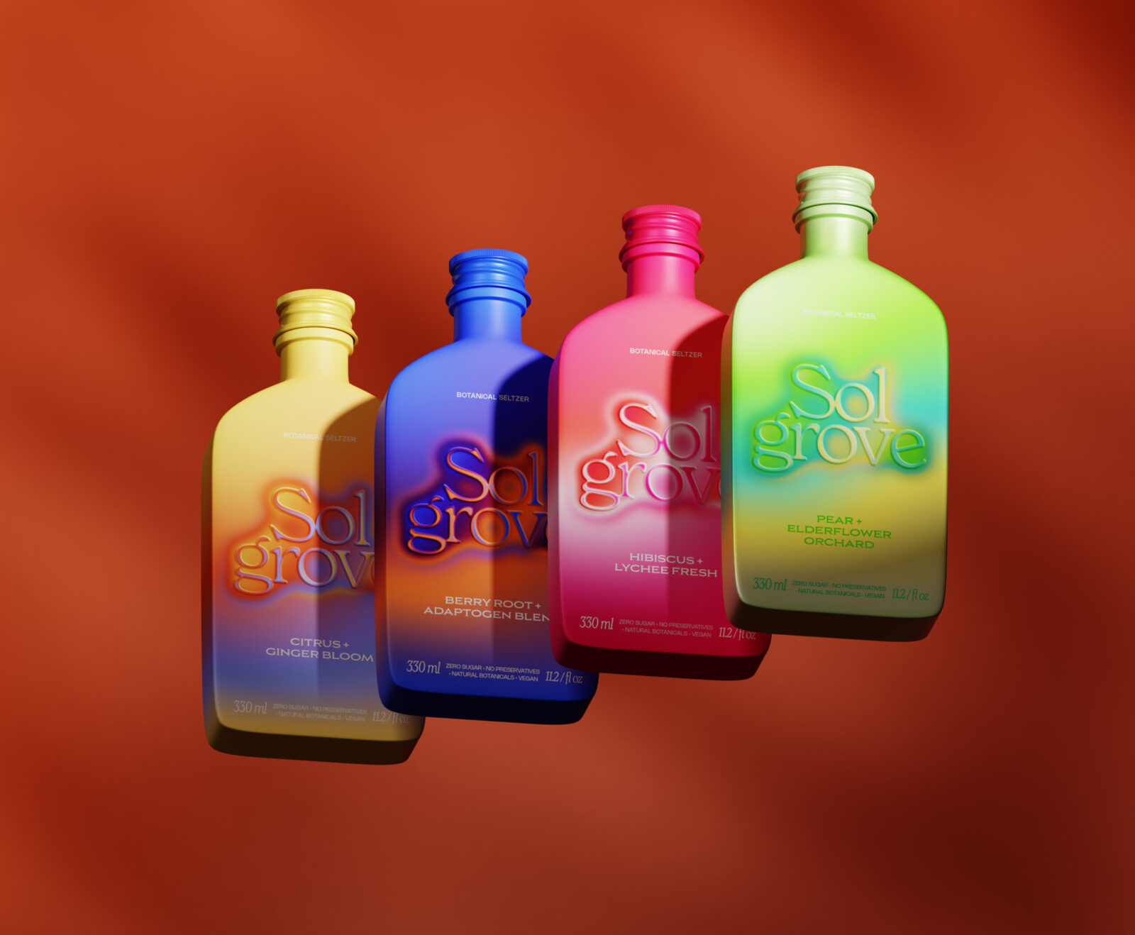 Rakesh Khilare Designs Sol Grove as a Color Driven Wellness Seltzer Brand
