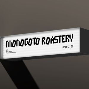 Shunya Wada Develops Monogoto Roastery With a System Driven Typeface and Spatial Identity