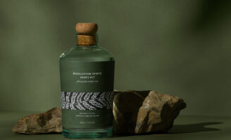 Recollection Spirits Hiker’s Hut Gin by Clay Andrews Translates Landscape Memory Into Packaging Design