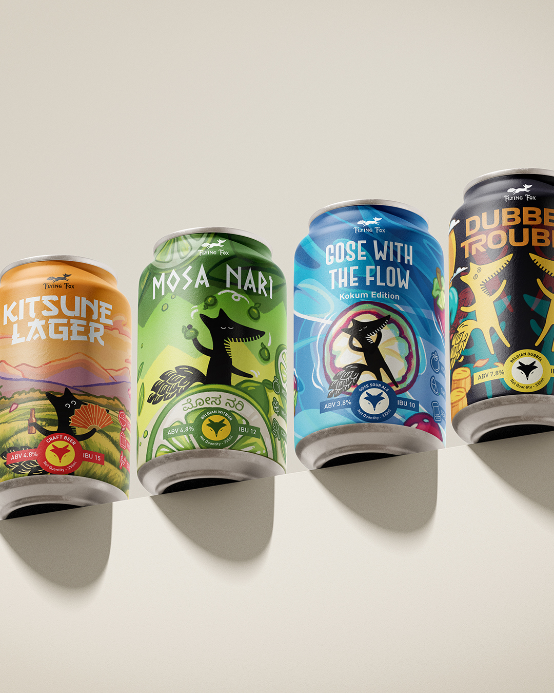 Archistry Studios Designs a Character Led Packaging Range for Flying Fox Beer