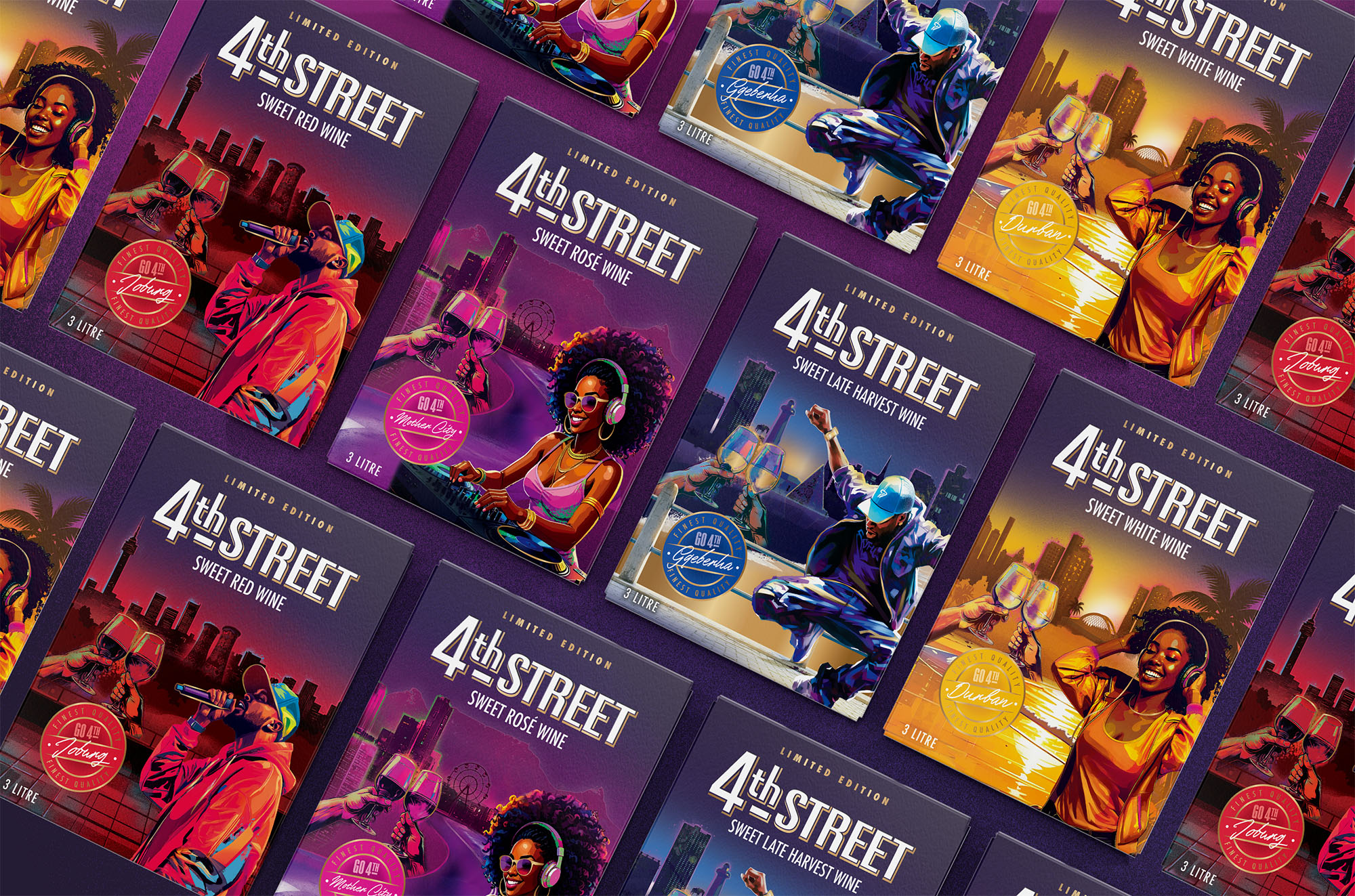 4th Street Ltd The Pulse of the City Packaging by Just Design Turns Limited Edition Wine Into Urban Nightlife Art