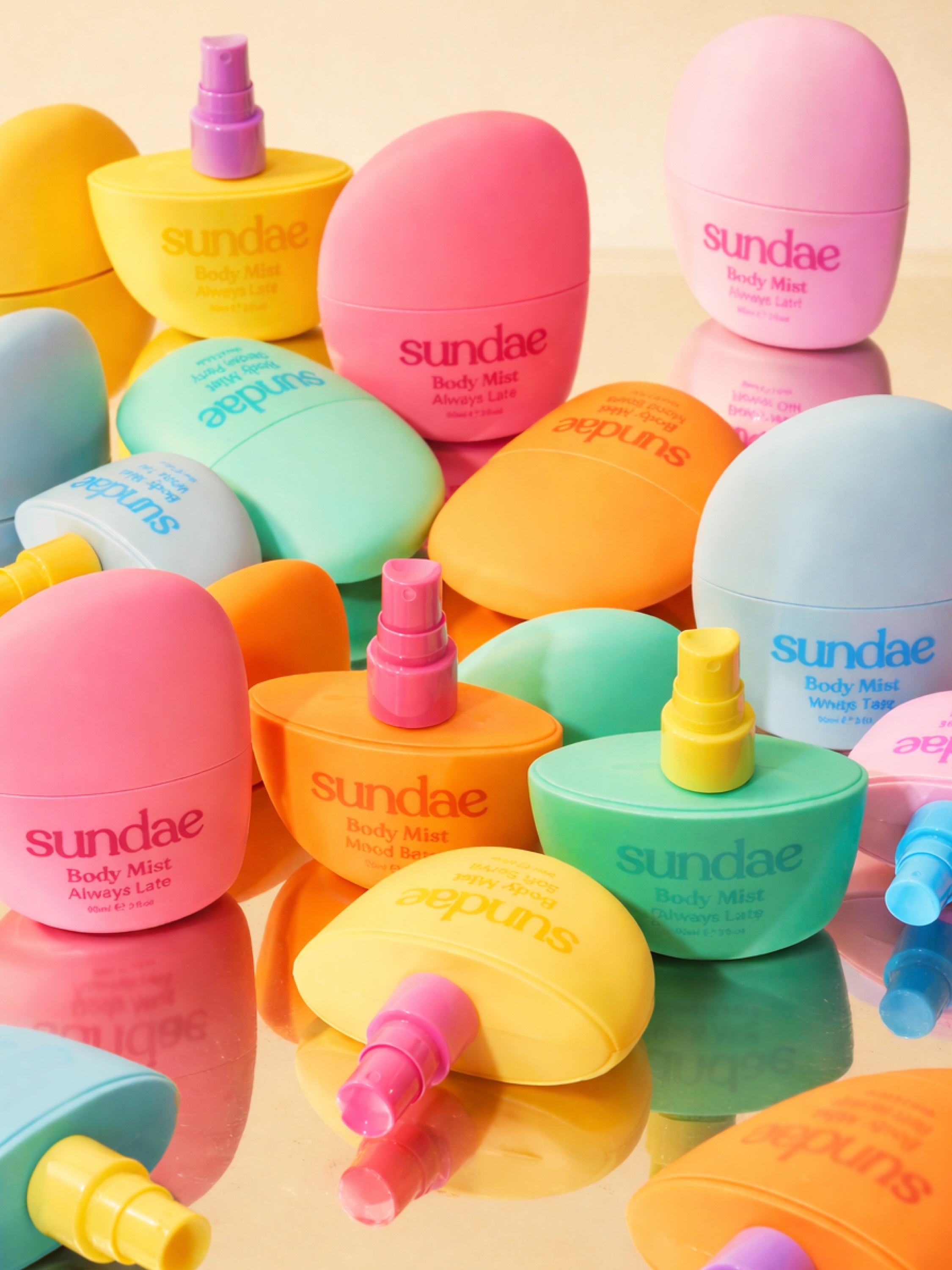 Sundae Body Mist Packaging Design by Jo Cutri Studio Brings Jellybean Bottle Form to Modern Fragrance