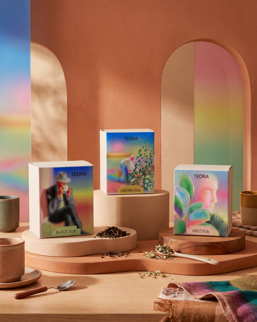 Teora Contemporary Pointillism Tea Packaging Concept by Nada Alaboudi