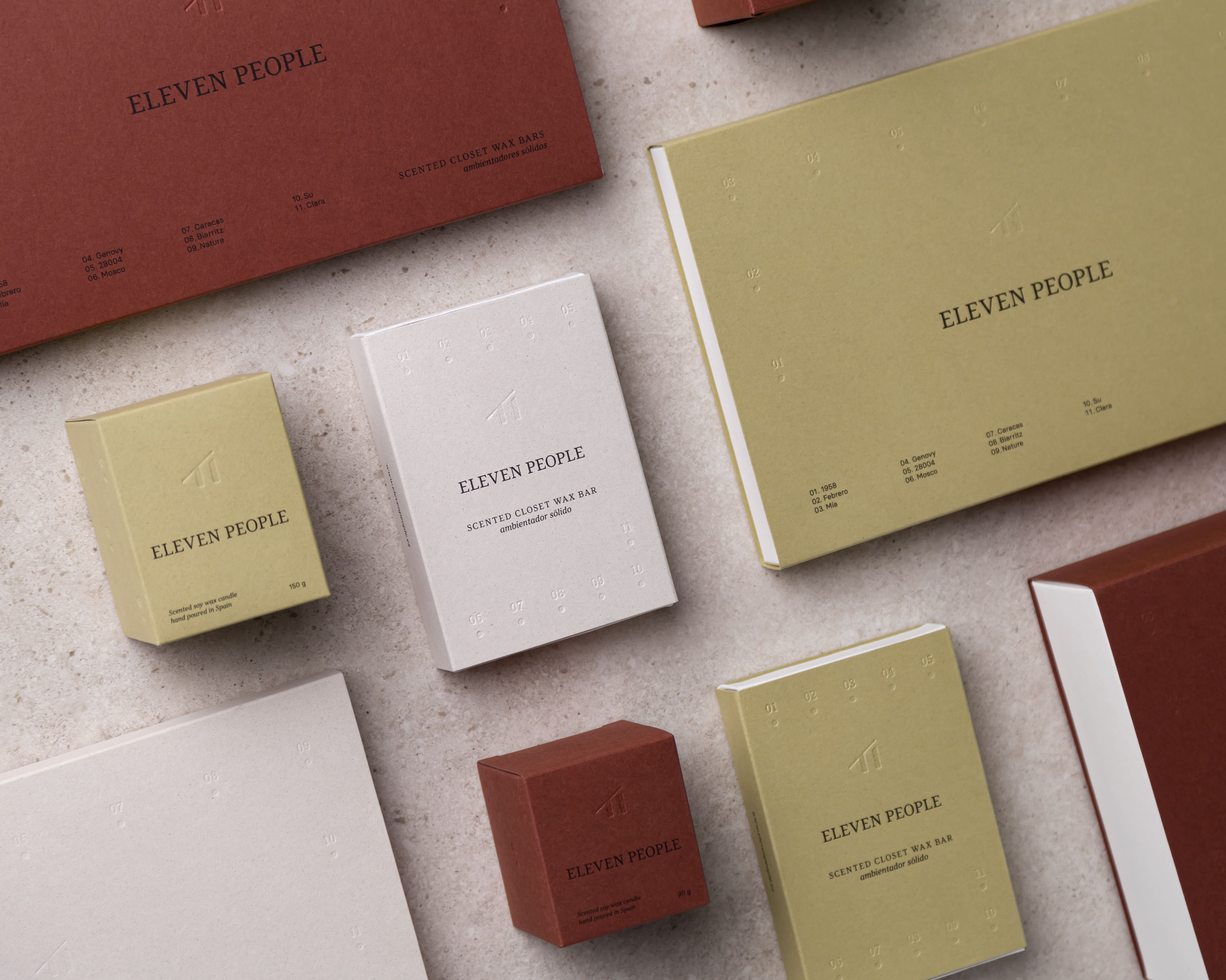 Alacuerno Designs Eleven People With Tactile Paper, Natural Colors, and Minimal Home Fragrance Packaging