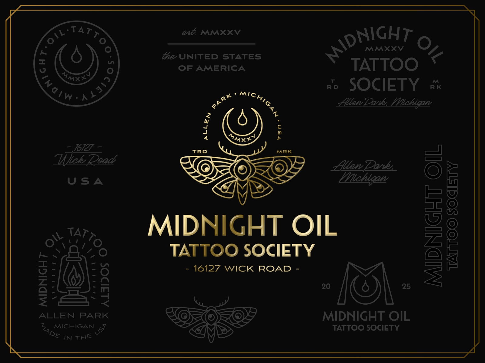 Midnight Oil Tattoo Studio Logo and Illustrations Design by Hamster and Hammer