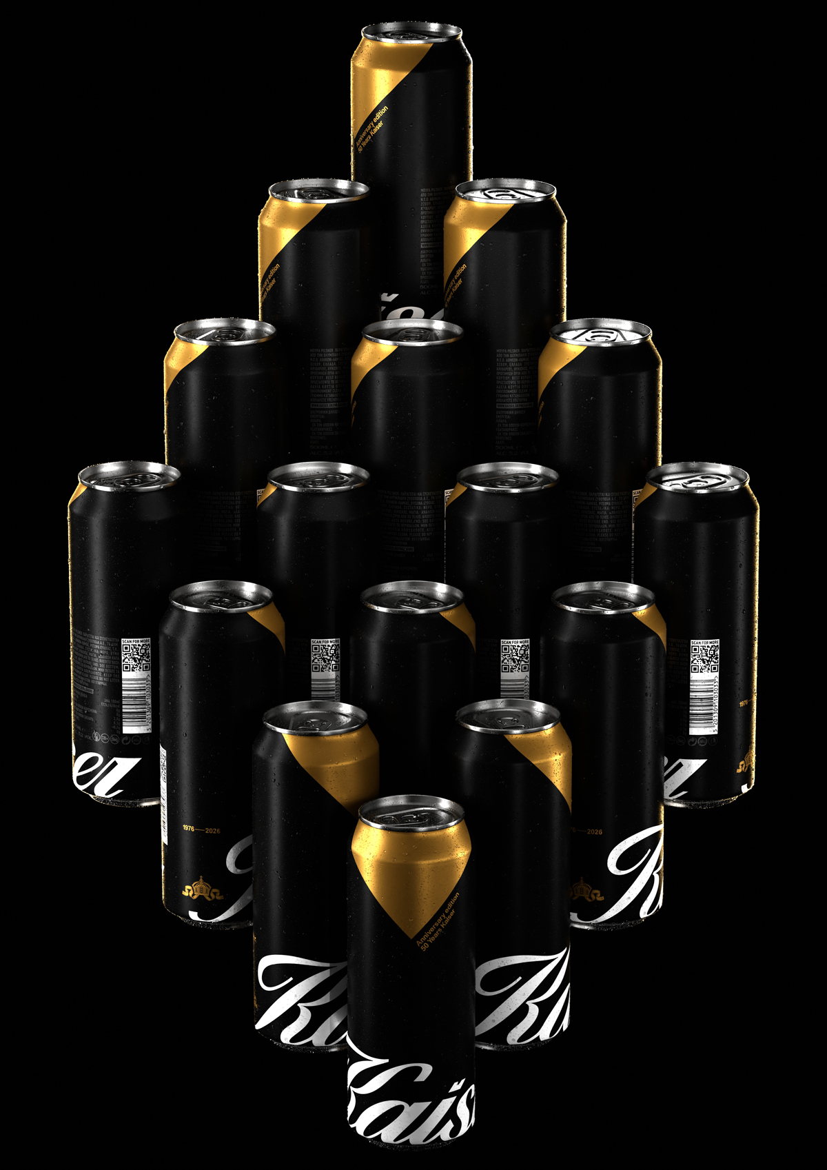 Luminous Design Elevates Kaiser with a 50th Anniversary Packaging Design in Black and Gold