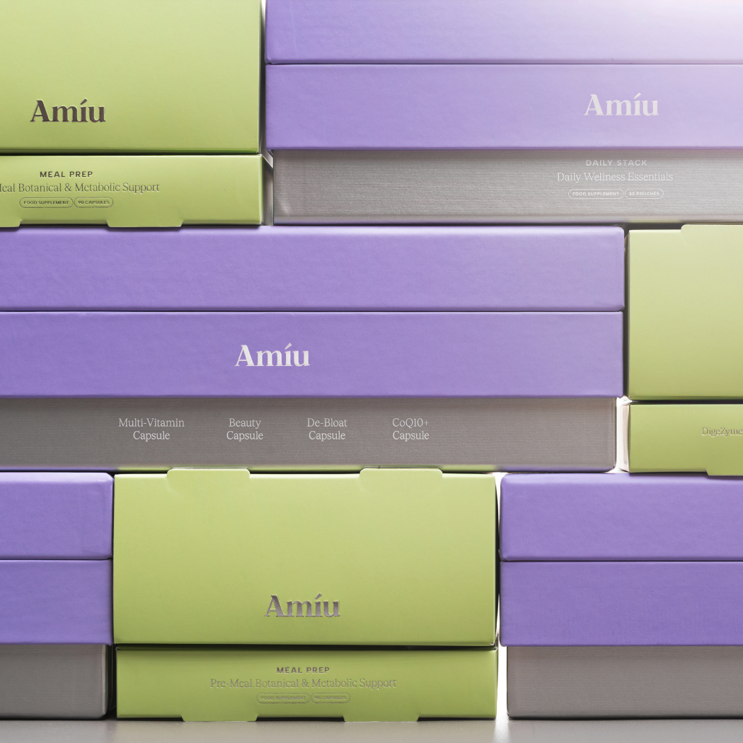 Amíu Introduces Daily Stack with Supplement Packaging That Balances Clarity and Warmth