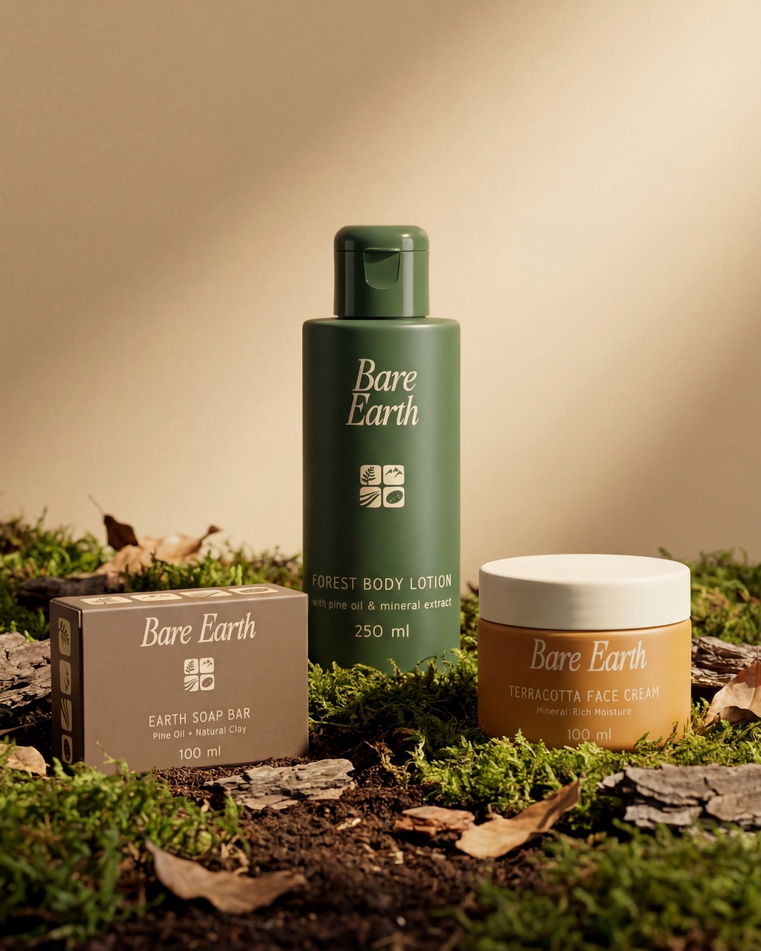 Bare Earth Natural Skincare Branding and Packaging by Husain Studio