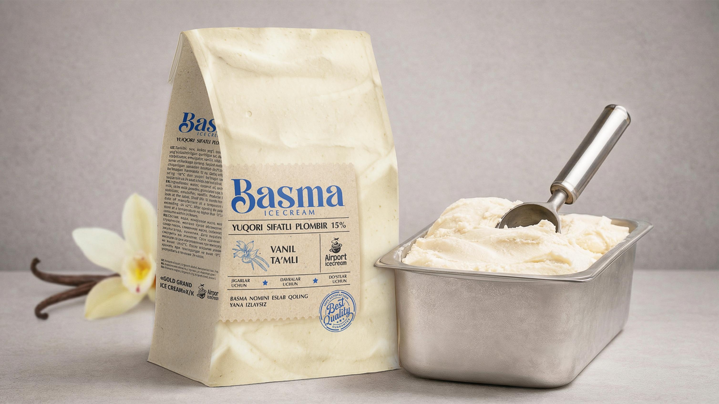 Basma – Family-Size Ice Cream Packaging Design by Minim Design