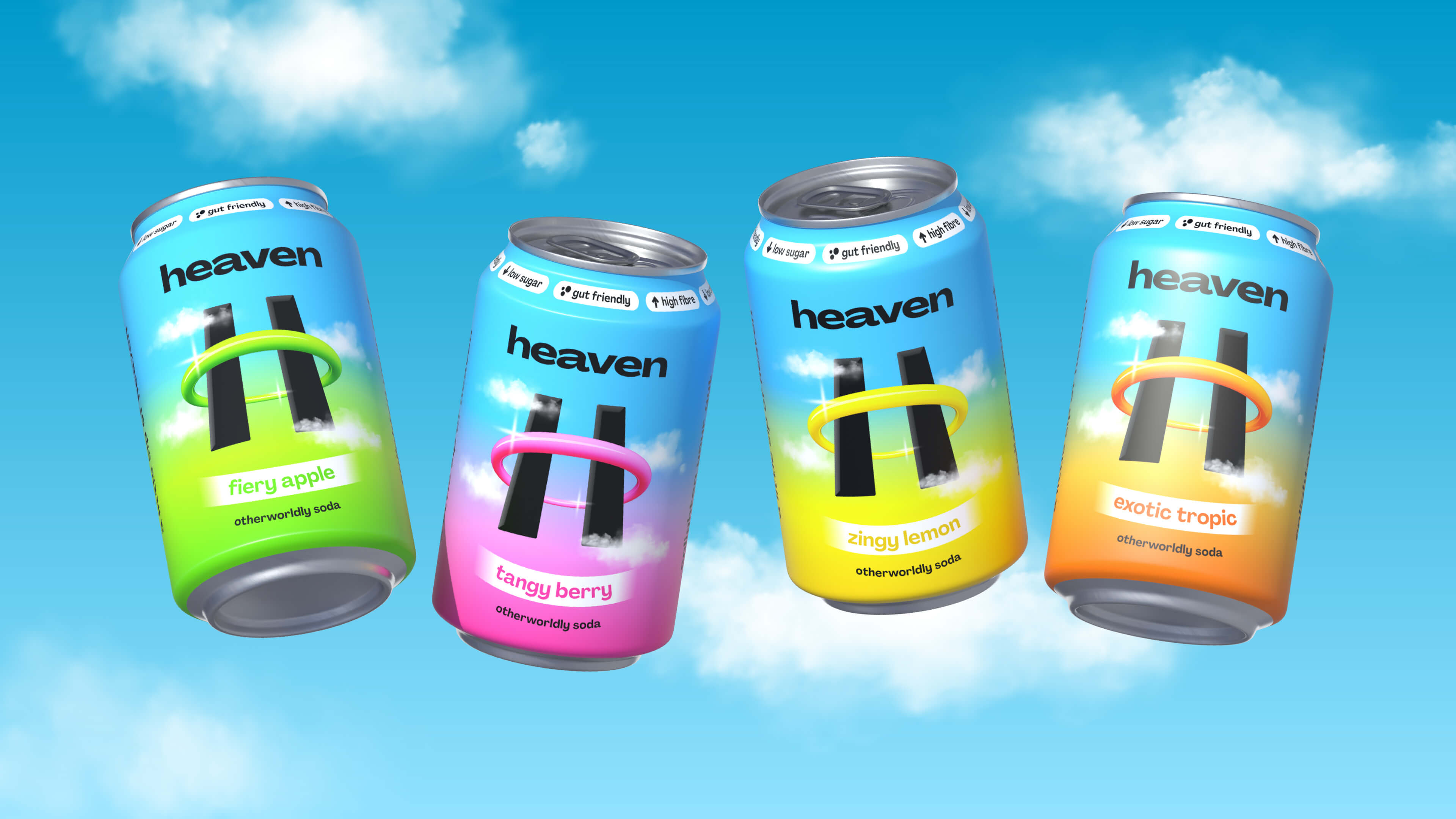 Heaven Soda Branding by Deuce Studio Delivers a Playful Identity for Guilt Free Functional Beverages