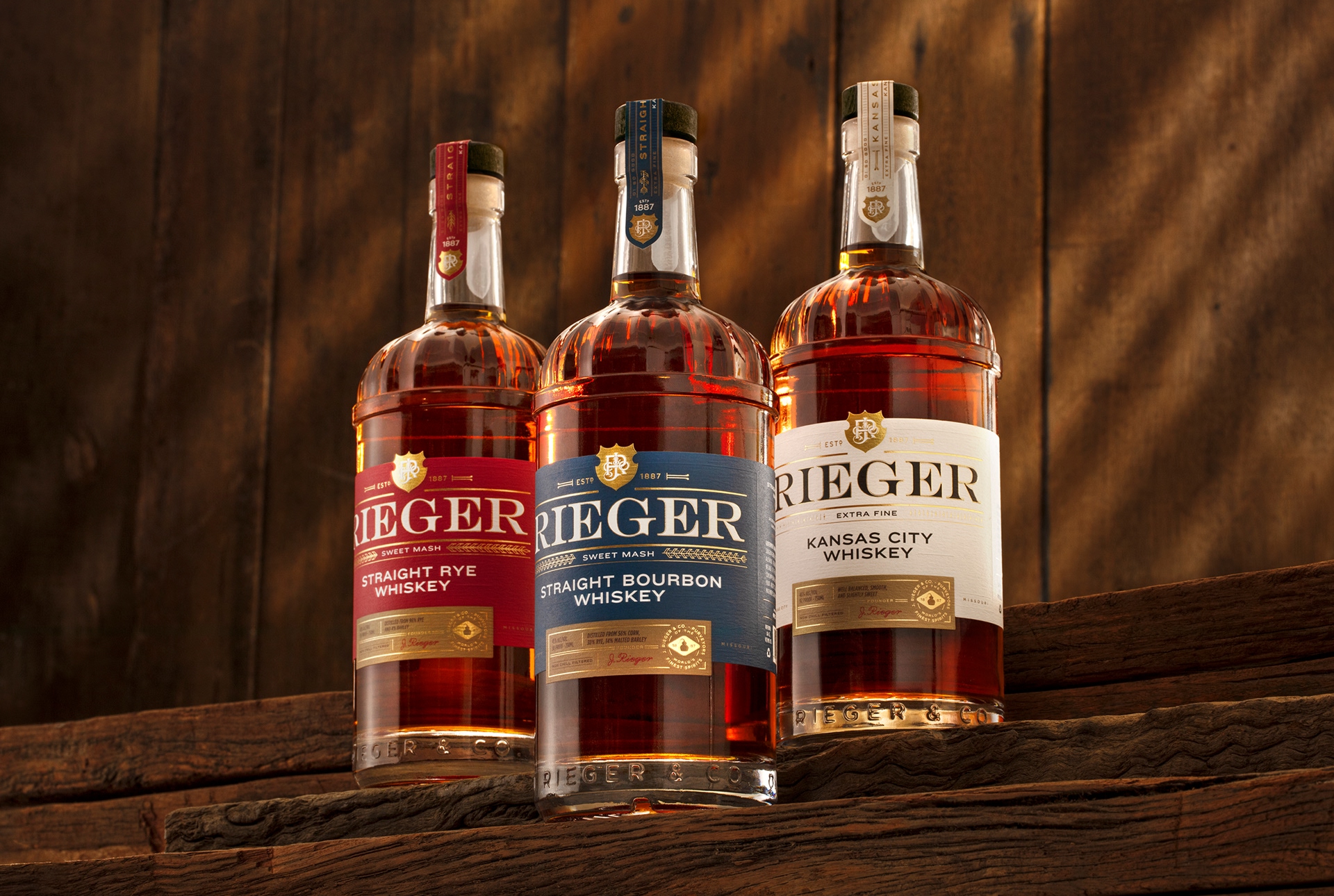 Holy Studio Develops J. Rieger & Co. With a Custom Whiskey Bottle Design Rooted in Archival Research and Structural Identity