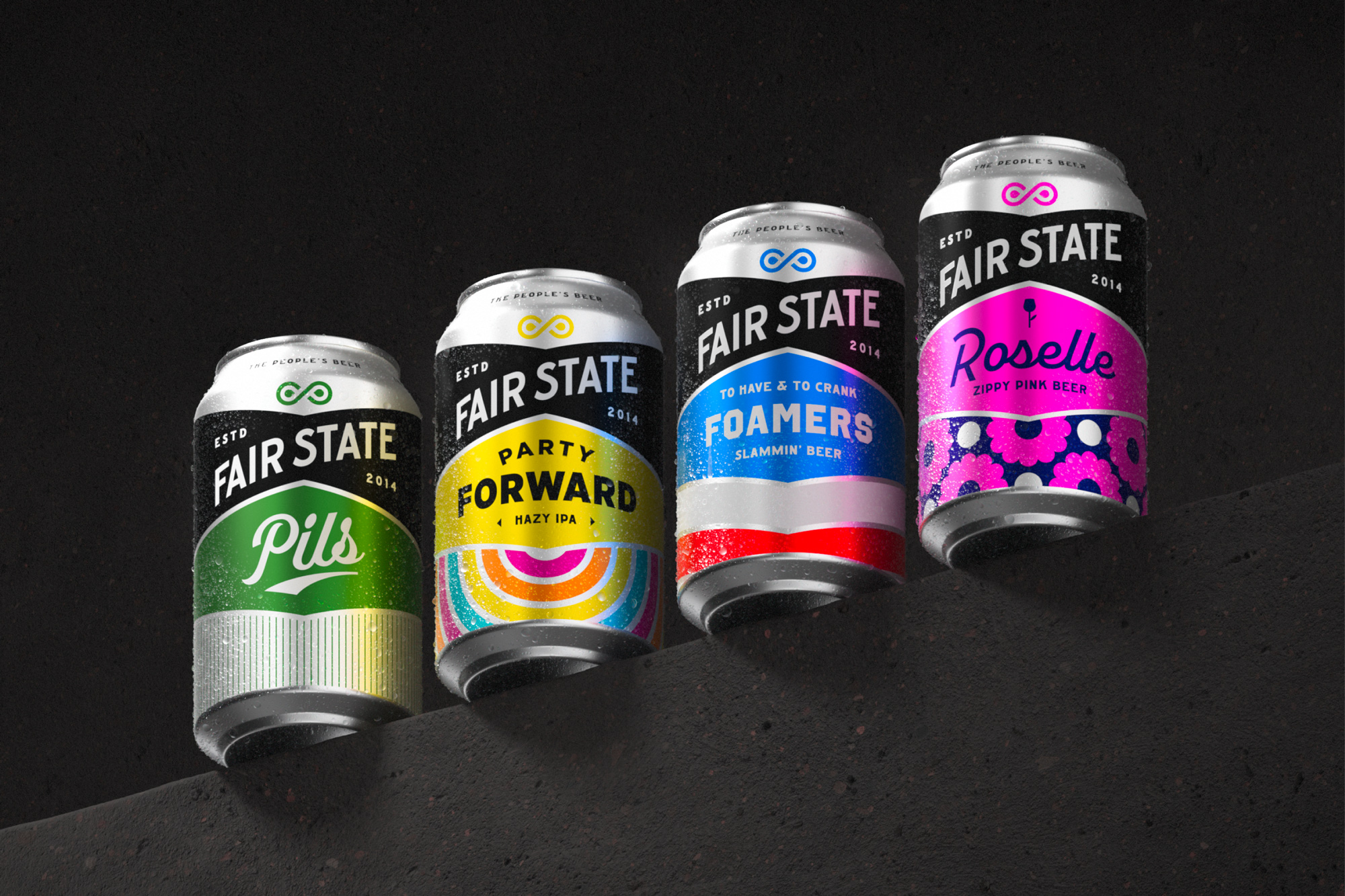 Fair State Brewing Packaging Design by Matt Erickson & Cody Petts Unifies the Brand Through the Infinity Pint Identity