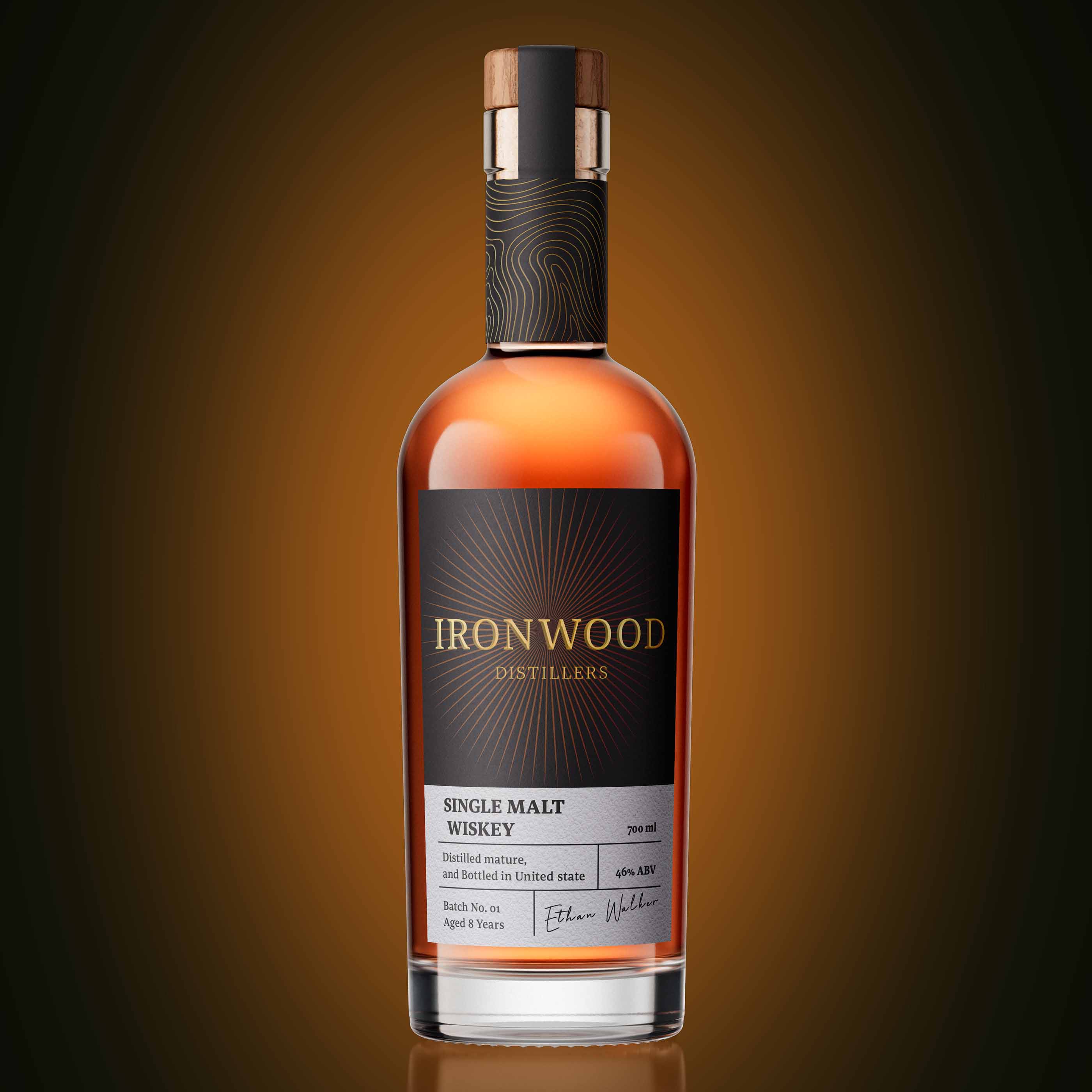 Surjyakanta Pradhan Develops Ironwood Distillers as a Modern Whisky Packaging Design Defined by Clarity and Material Honesty