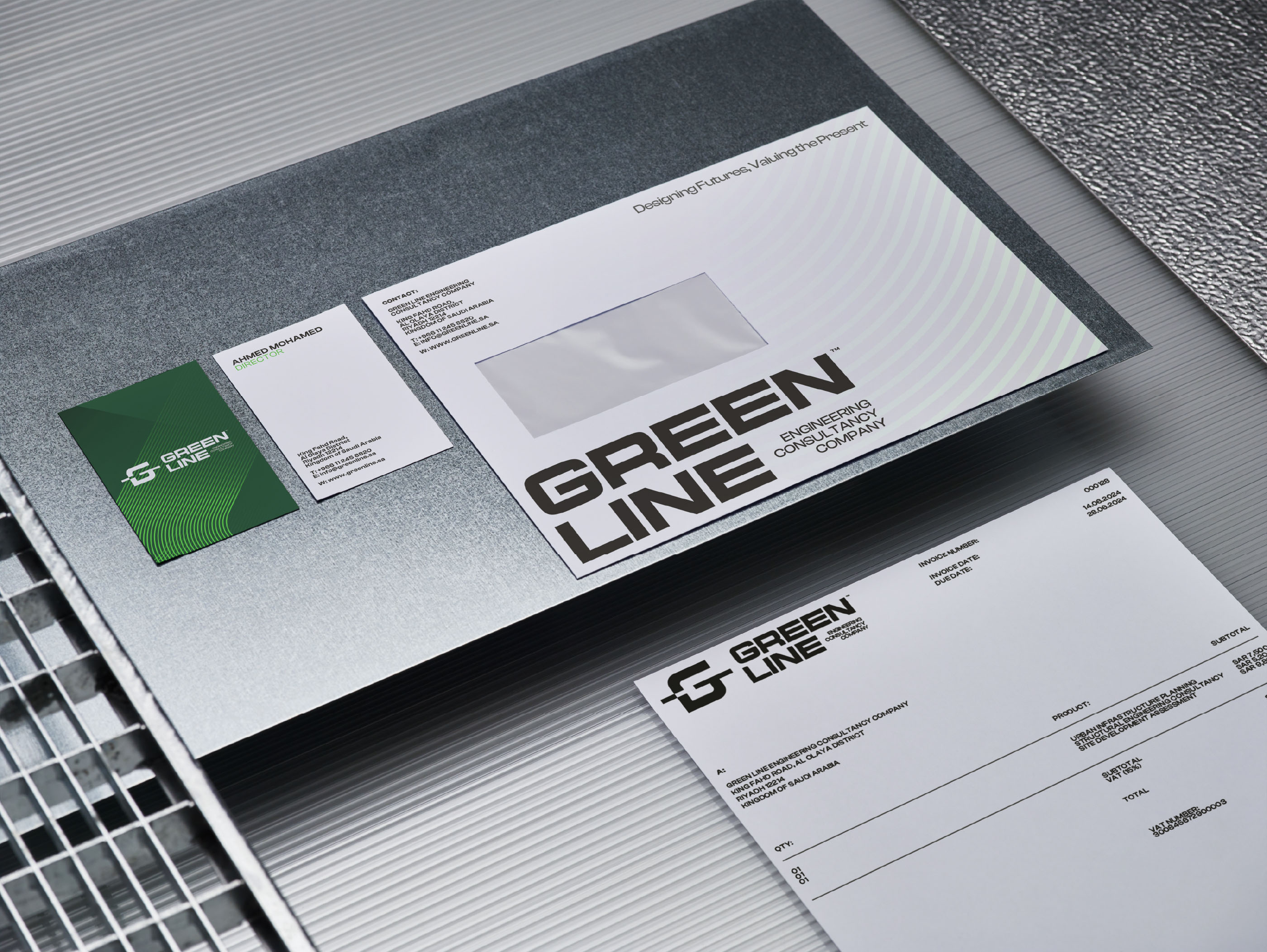 Green Line Engineering Consultancy Branding by TheRssWorks Defines Precision Through Structural Visual Identity